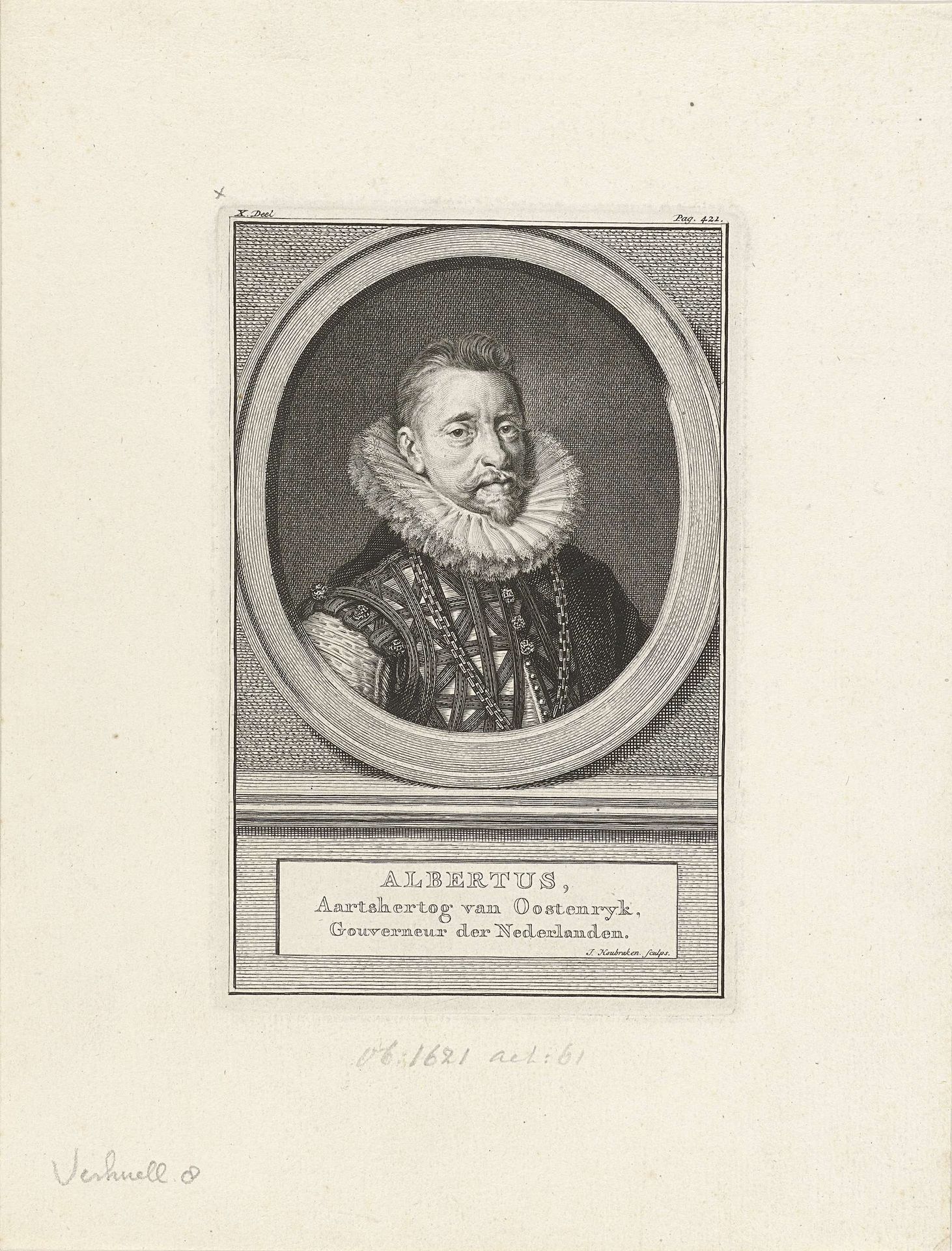 Portret van Albrecht, aartshertog van Oostenrijk by Jacob Houbraken