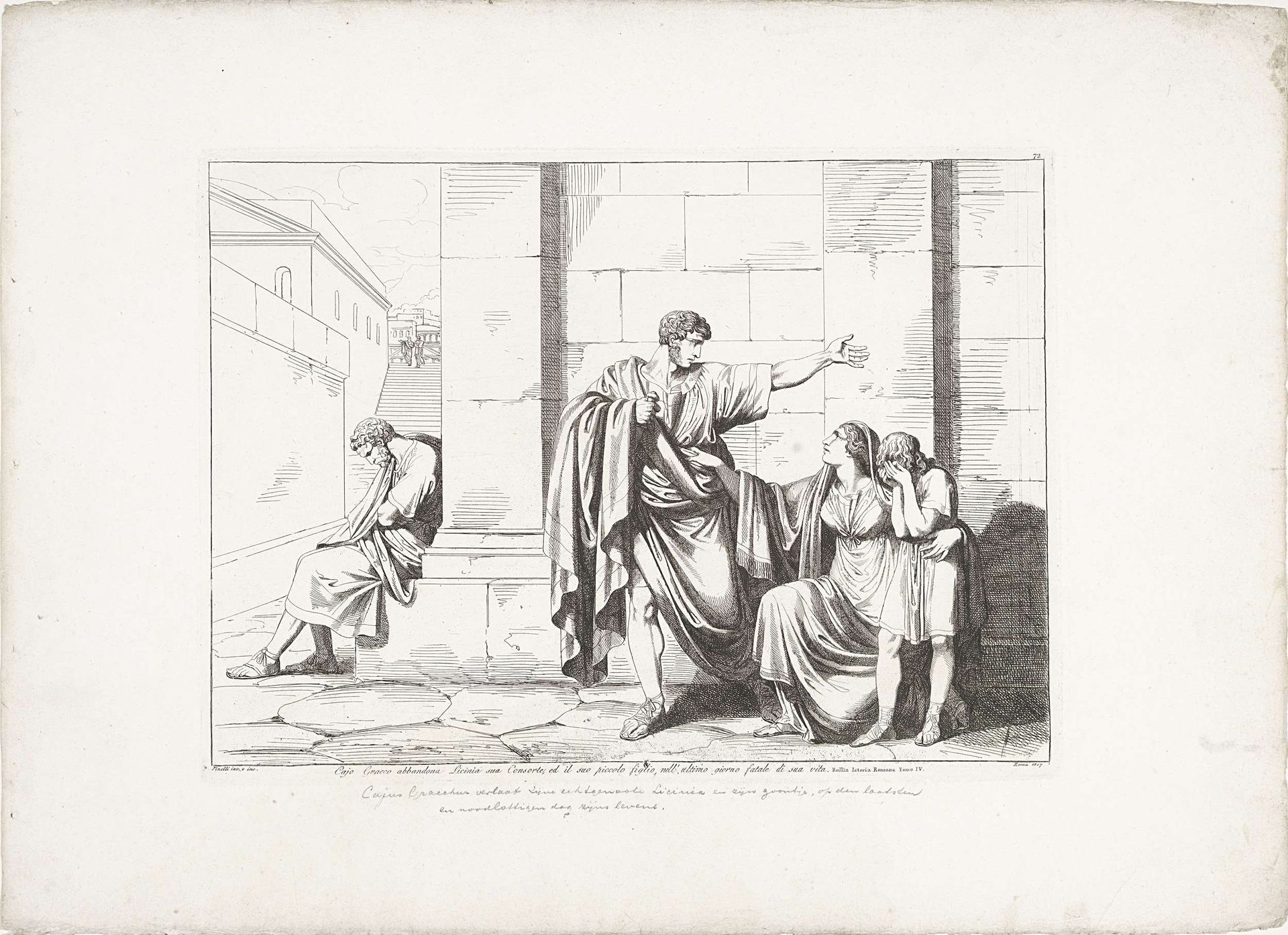 Gaius Gracchus neemt afscheid van Licinia Minor en zoon by Bartolomeo Pinelli