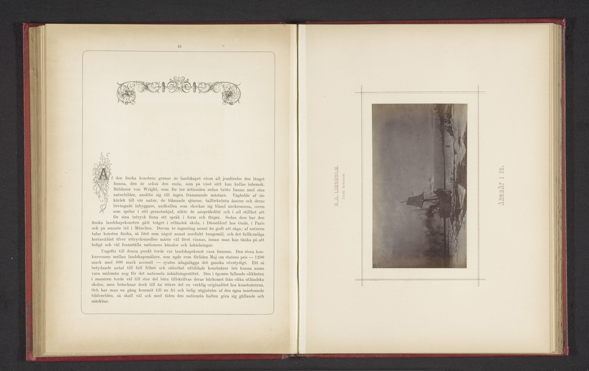 Fotoreproductie van een schilderij van een zeilschip op een zee met ijsschotsen door Berndt Lindholm by Johannes Jaeger