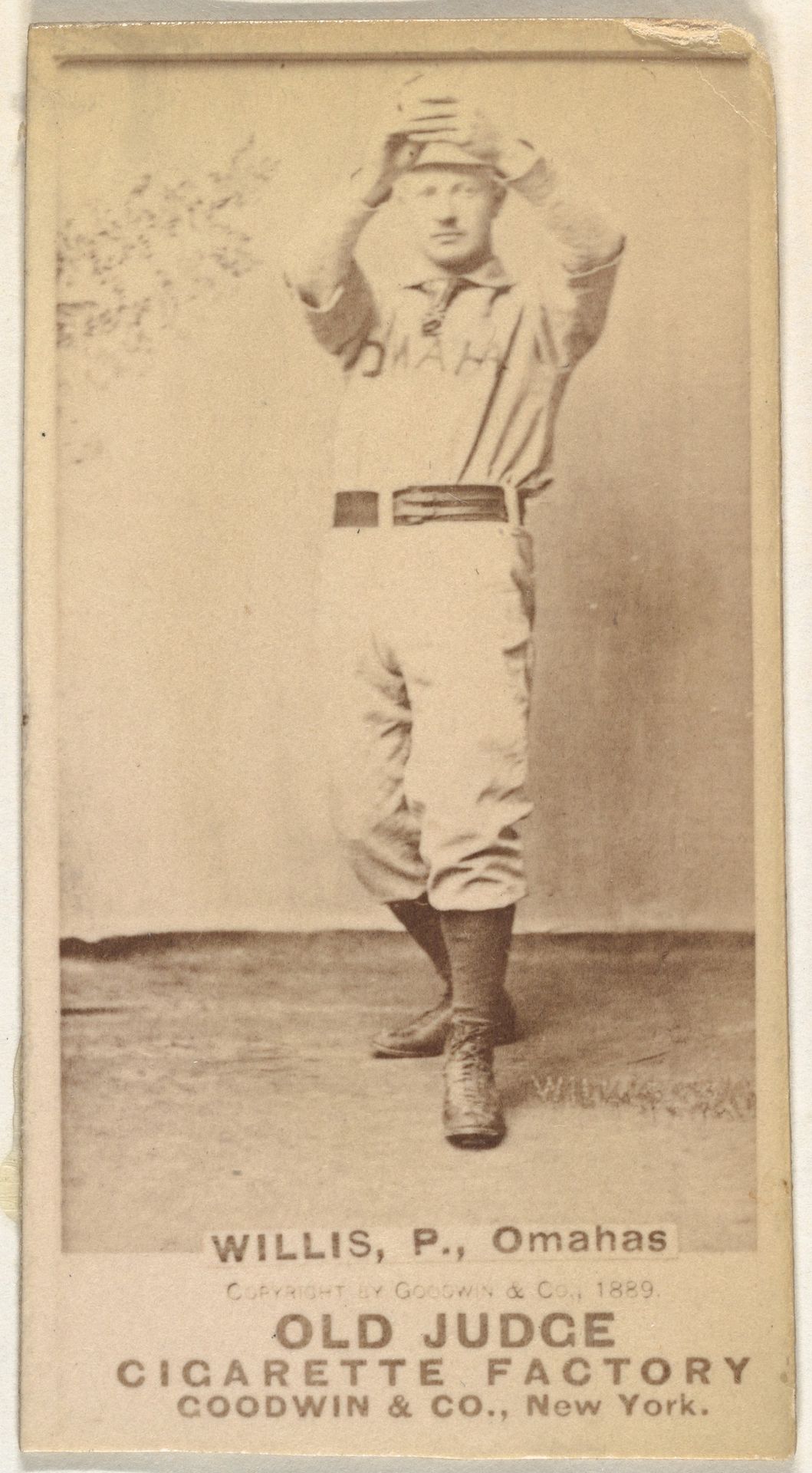 Willis, Pitcher, Omaha Omahogs/ Lambs, from the Old Judge series (N172) for Old Judge Cigarettes by Goodwin & Company