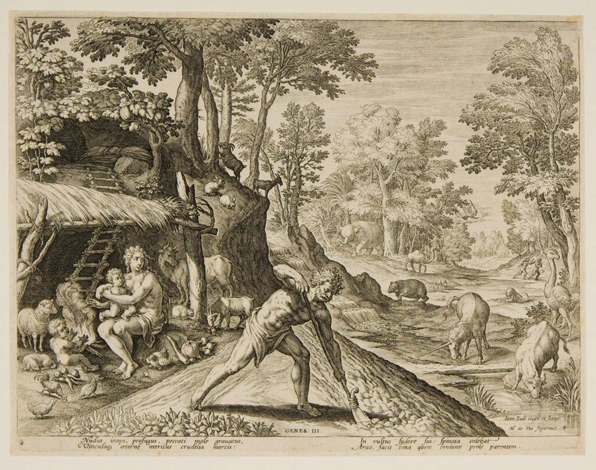 Adam and Eve at Labor by Johann Sadeler I