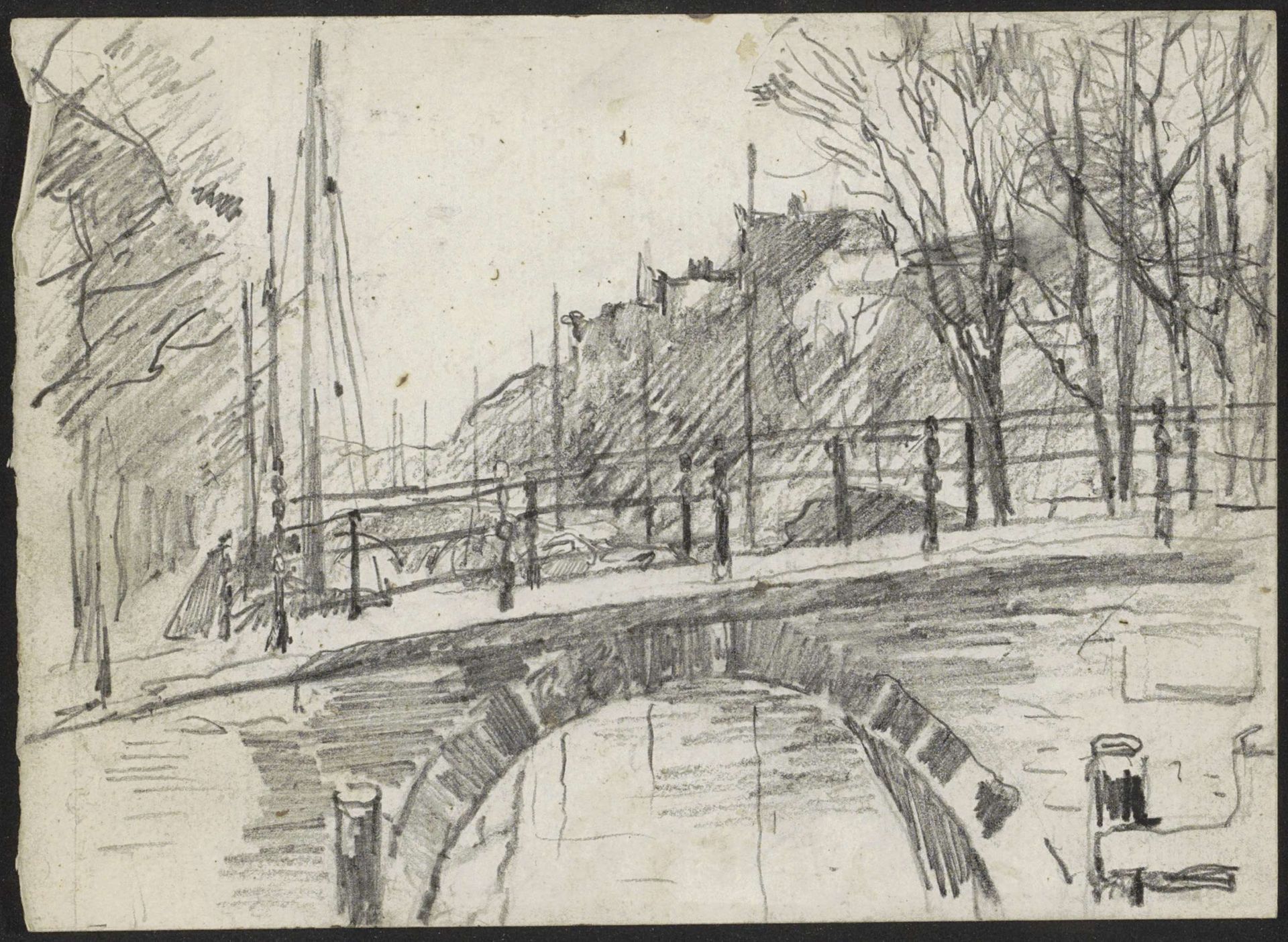 Gezicht op de brug Lekkeresluis te Amsterdam by Willem Witsen