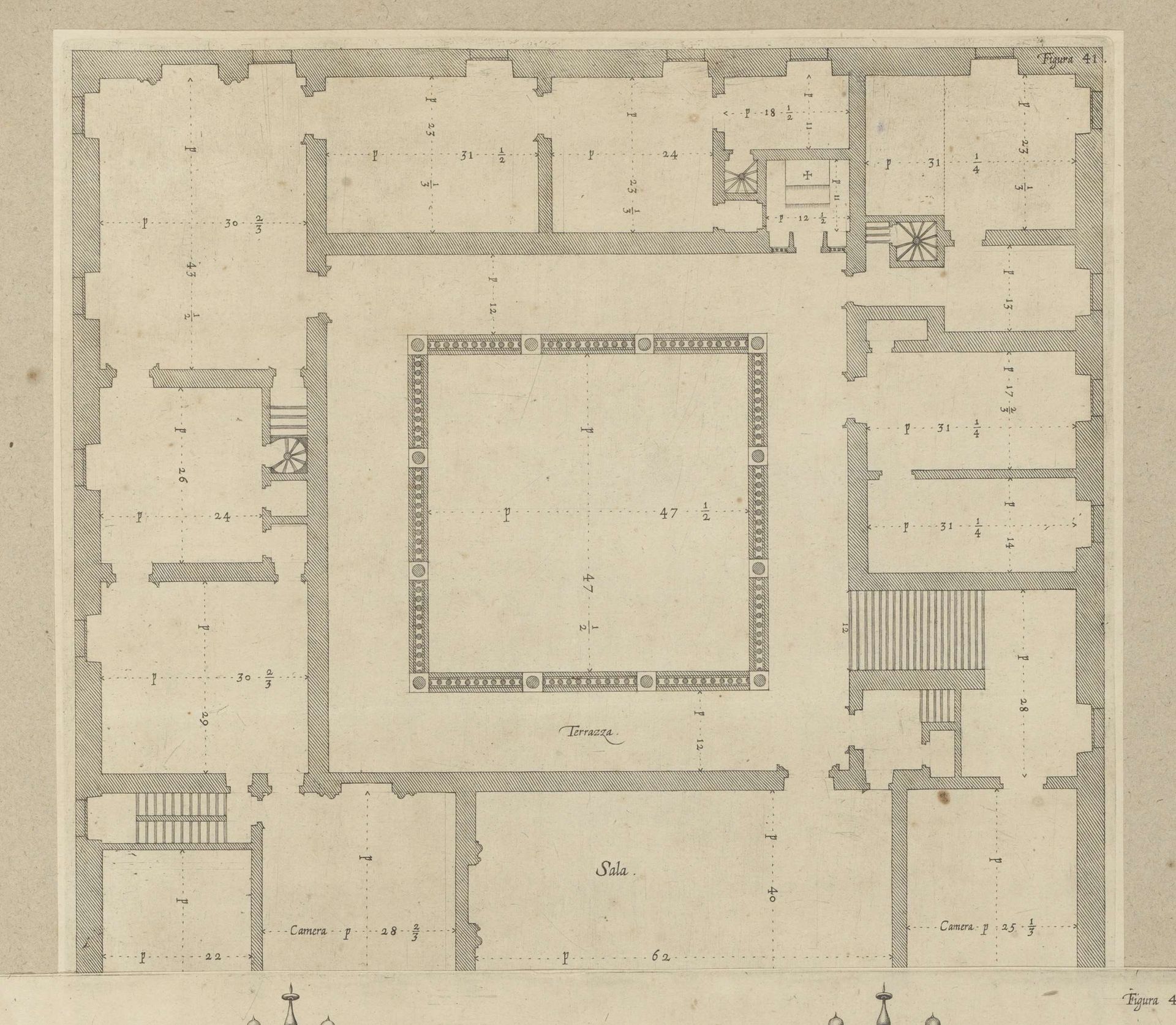 Plattegrond van de eerste verdieping van het Palazzo Doria-Spinola te Genua by Nicolaes Ryckmans