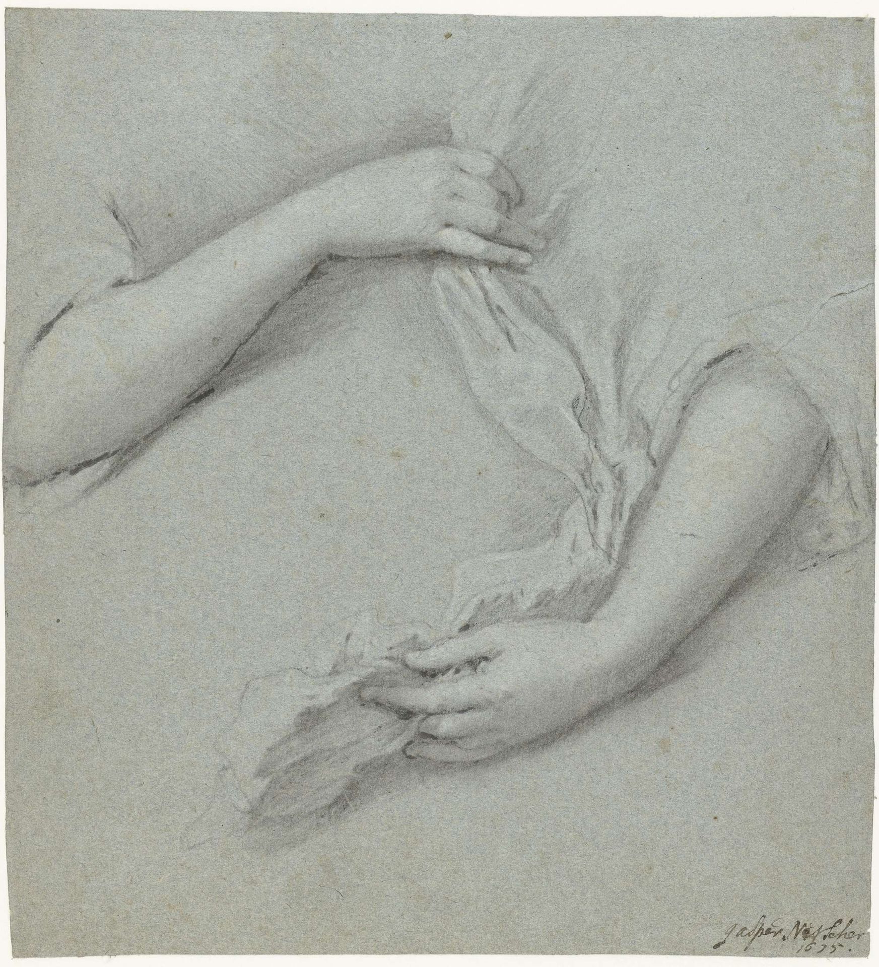 Studies of two Arms by Caspar Netscher