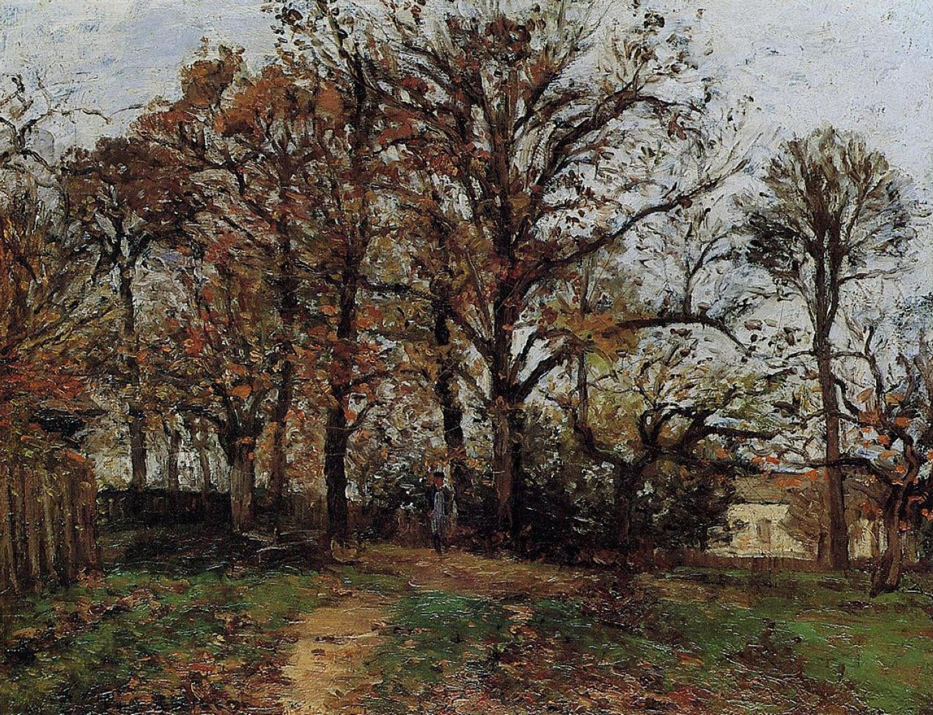 Trees on a Hill, Autumn, Landscape in Louveciennes by Camille Pissarro
