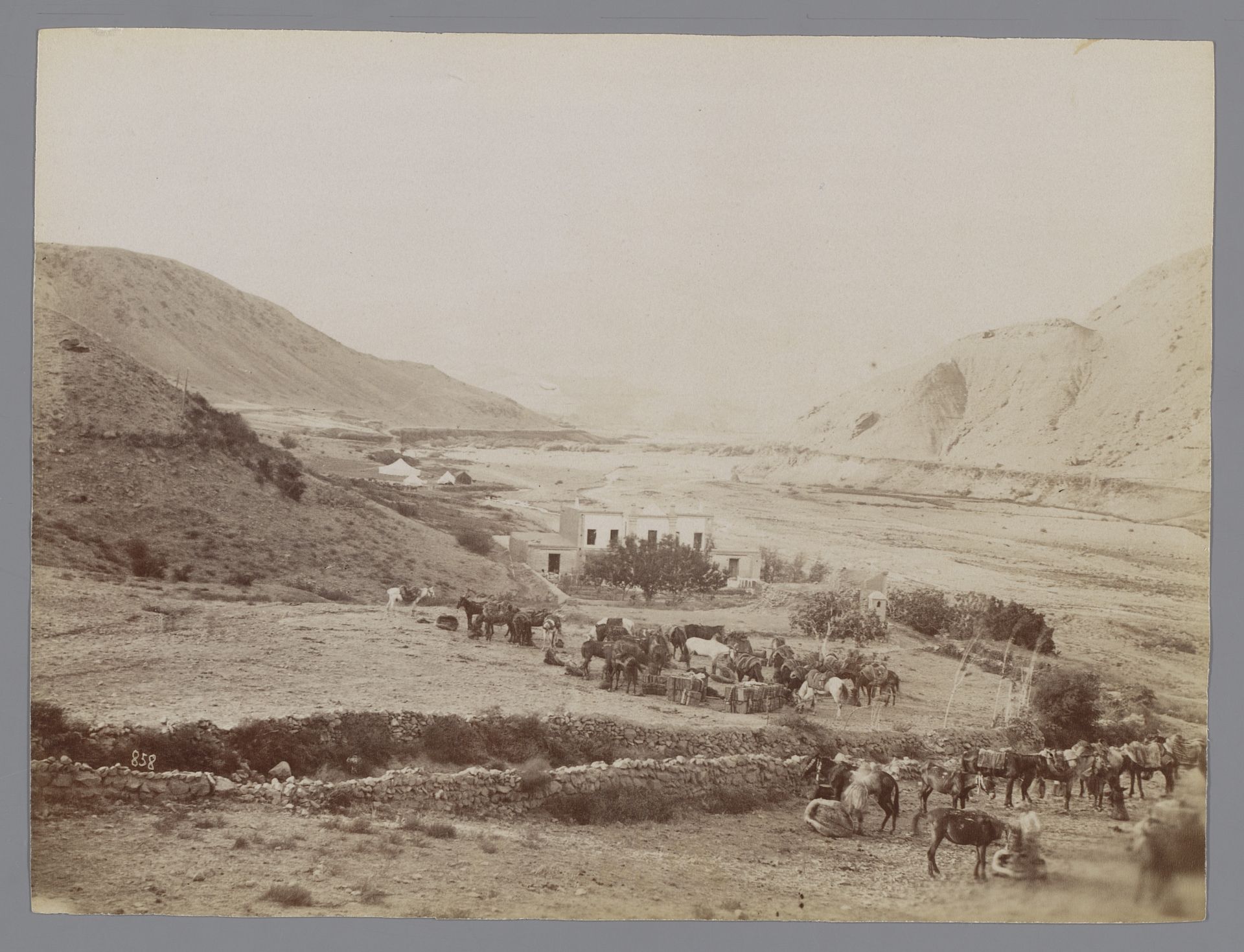 Landschap, "La route de Rescht, Paitchenar [?]", Iran by Antoine Sevruguin