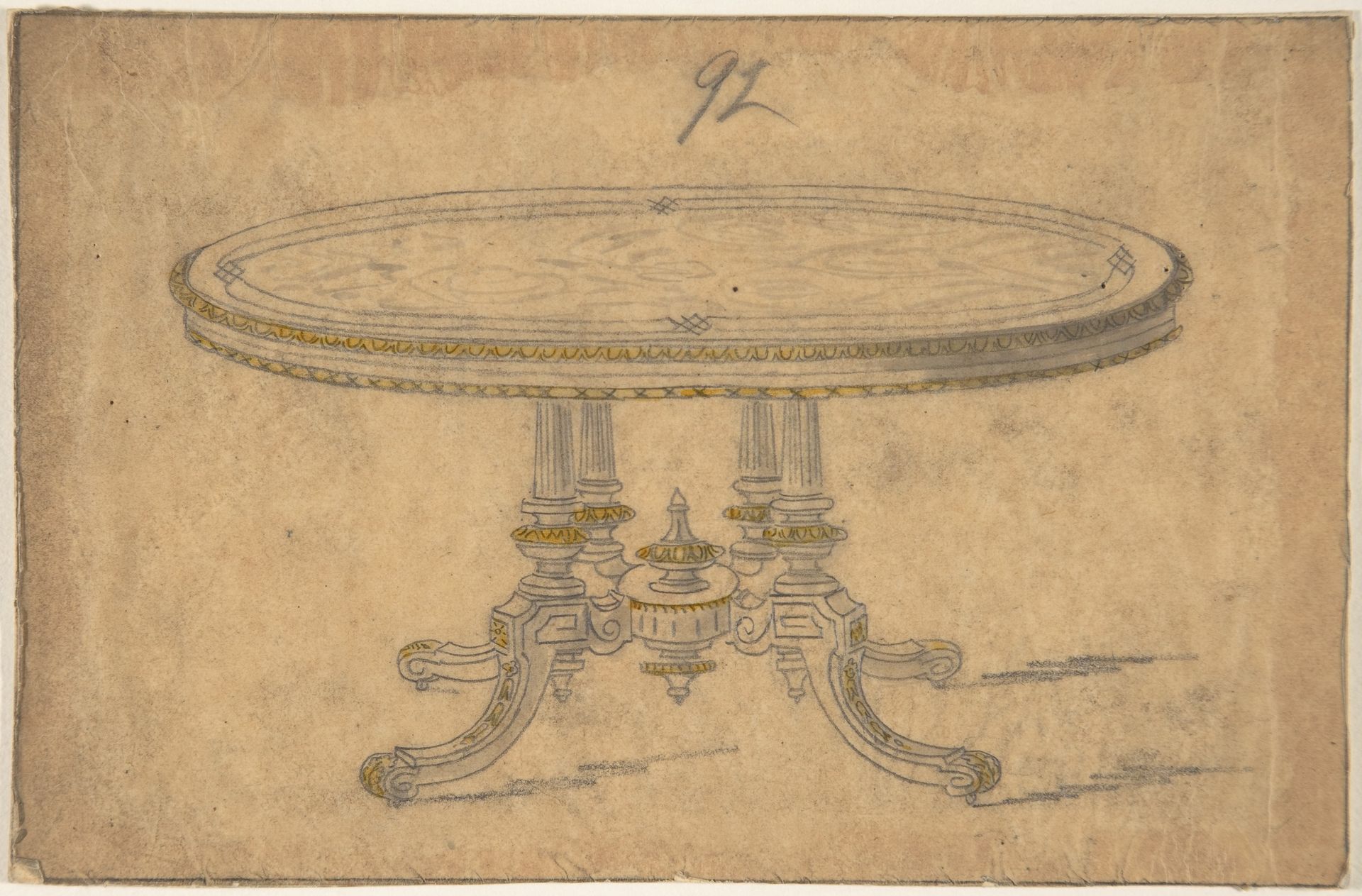 Design for a Round or Oval Renaissance Style Table by Anonymous