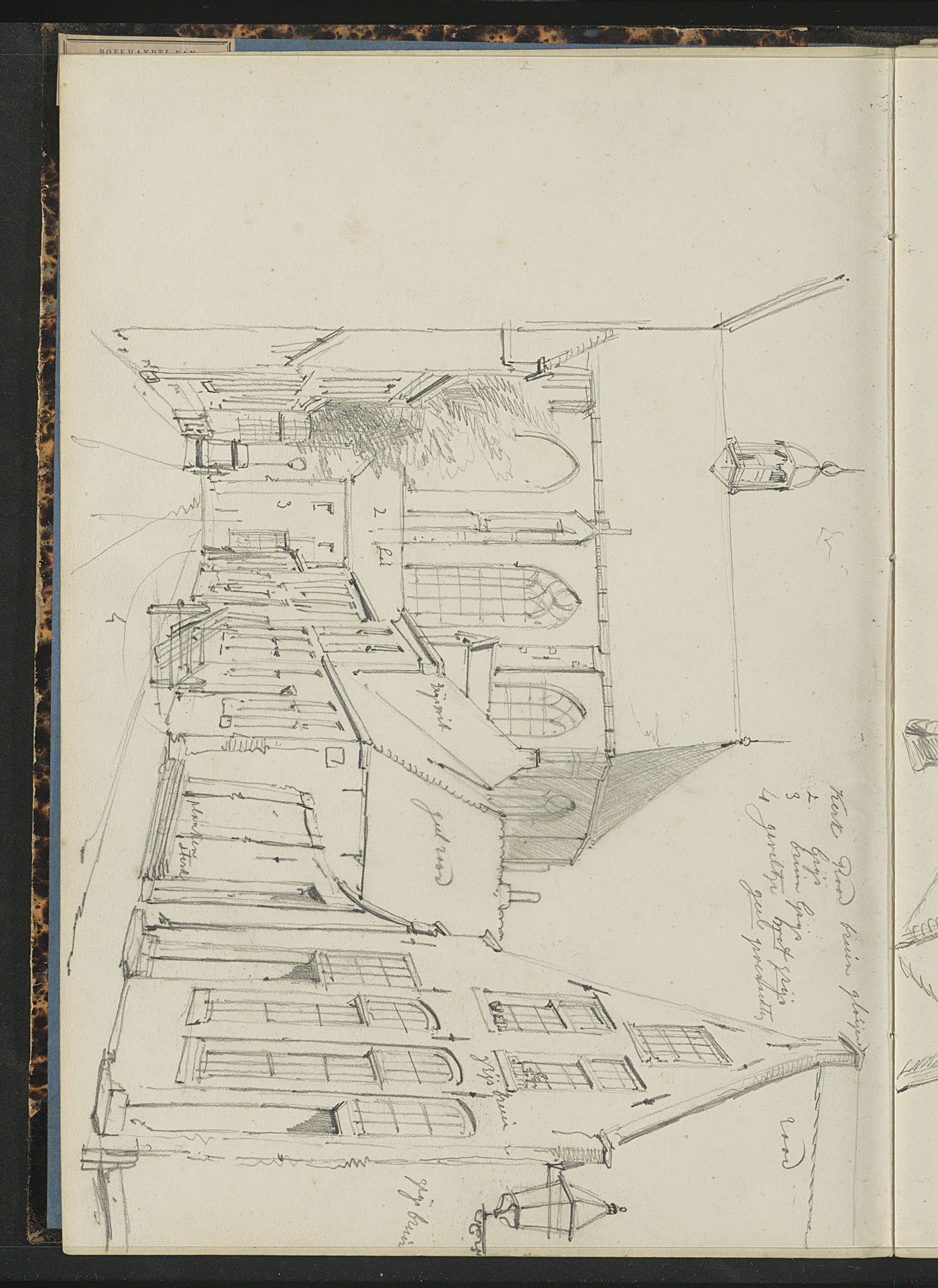 Straat uitkomend op een kerk by Willem Koekkoek