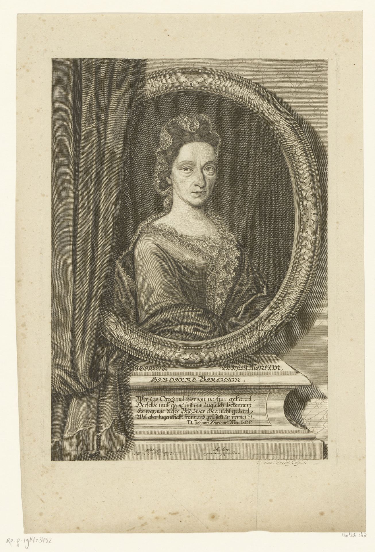 Portret van Magdalena Sibylla Mencke by Christian Romstet