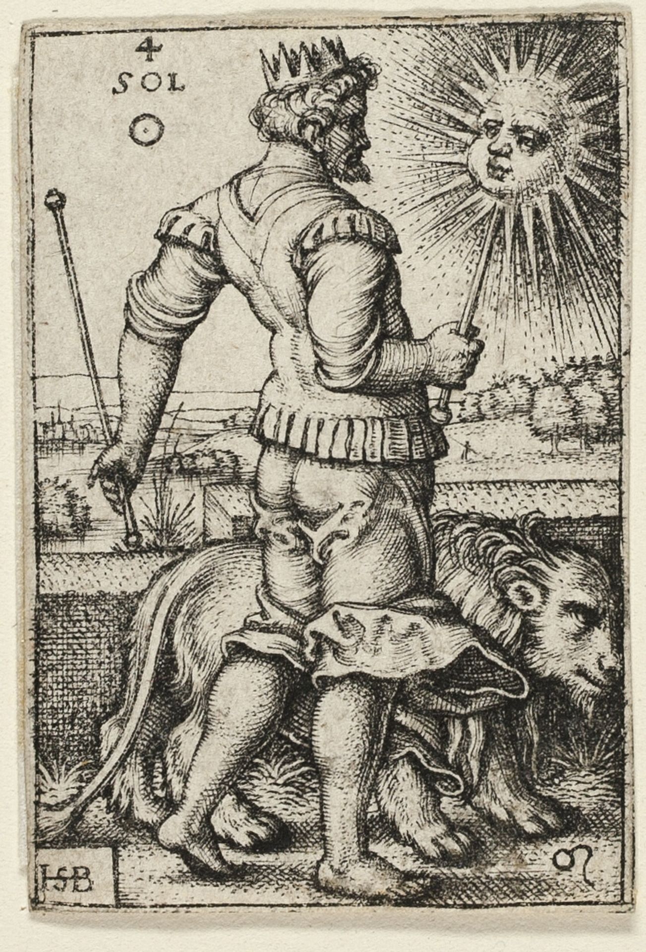 Sun, plate four from The Seven Planets with the Zodiacs by Sebald Beham