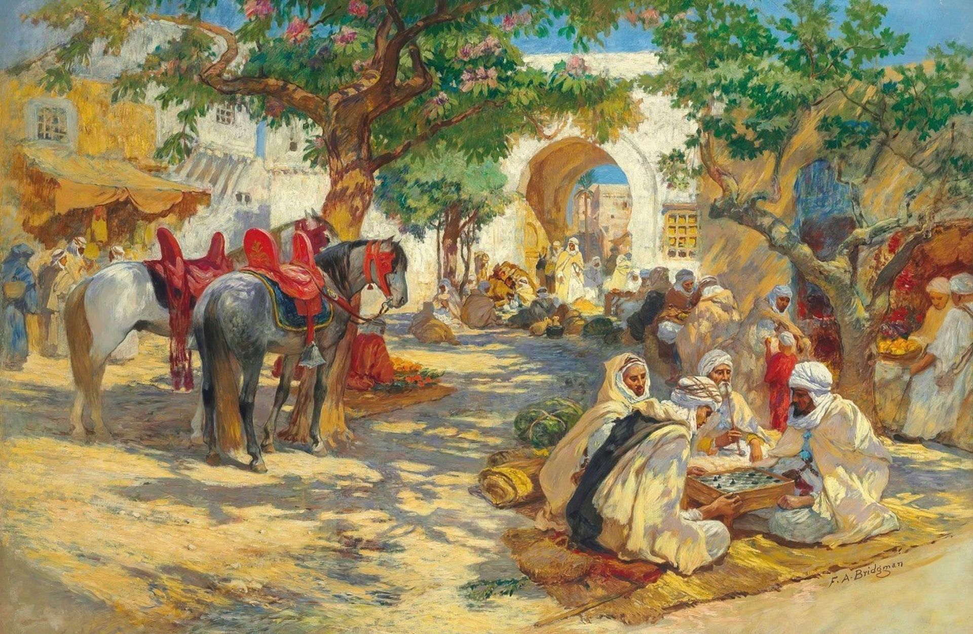Chess Players, Biskra by Frederick Arthur Bridgman