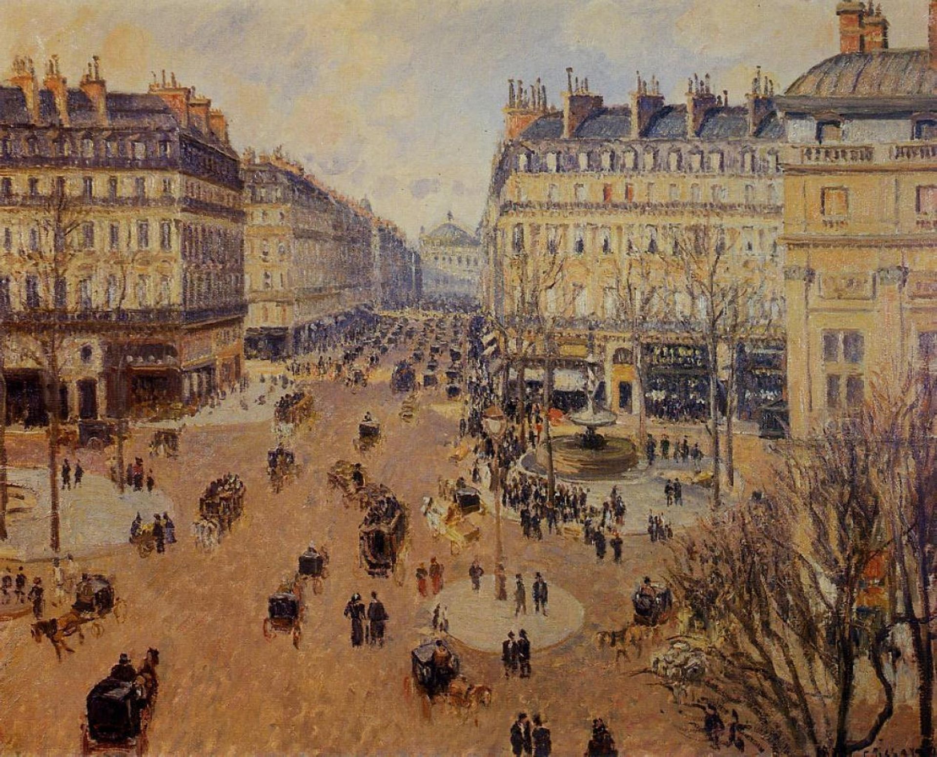 Place du Theatre Francais, Afternoon Sun in Winter by Camille Pissarro