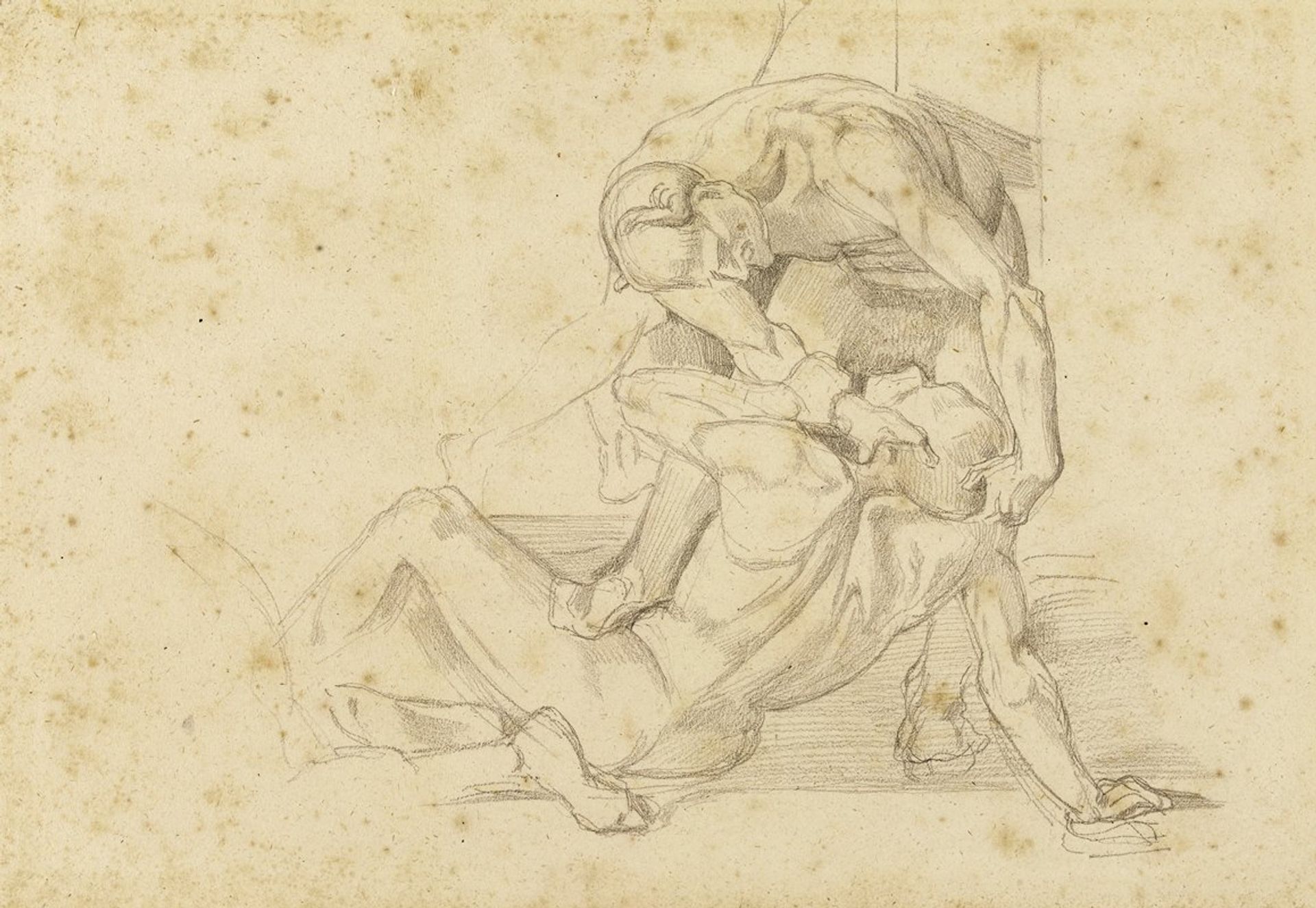 Deux hommes nus luttant by Léon Bonnat