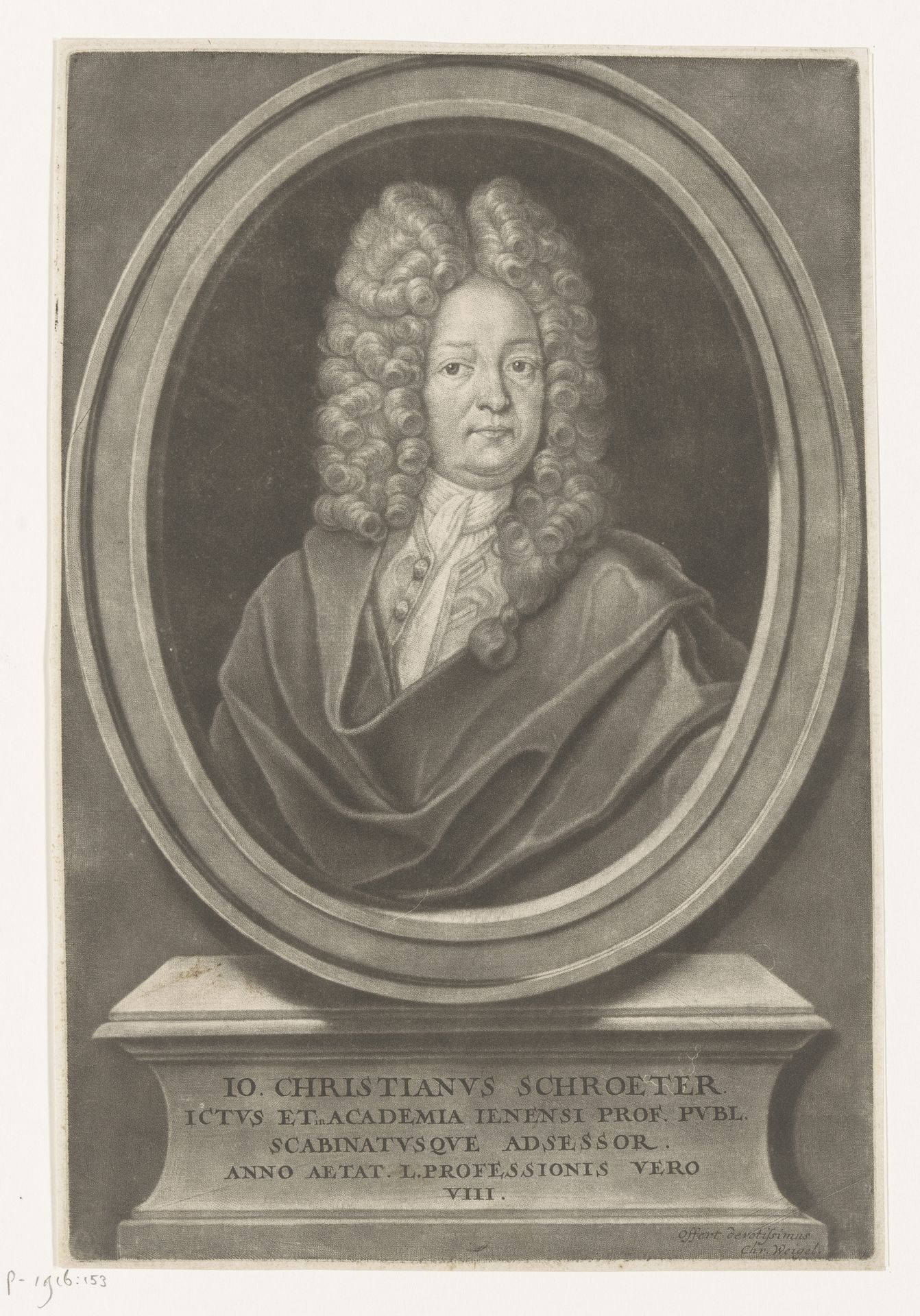 Portret van Johann Christian Schröter by Christoph Weigel