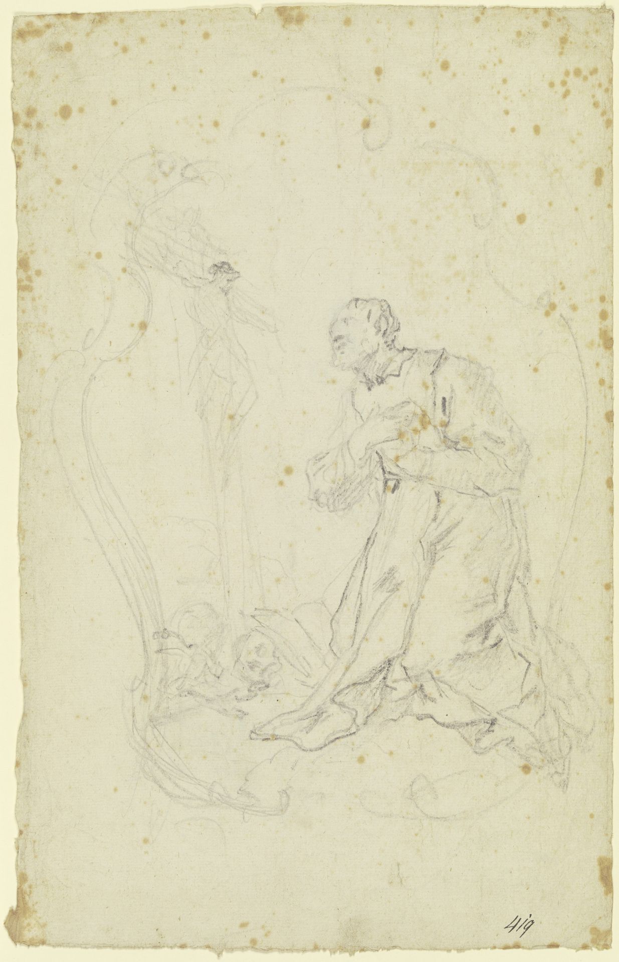 Büßender Heiliger vor dem Kruzifix (Franziskus_ Hieronymus_) by Johann Baptist Zimmermann