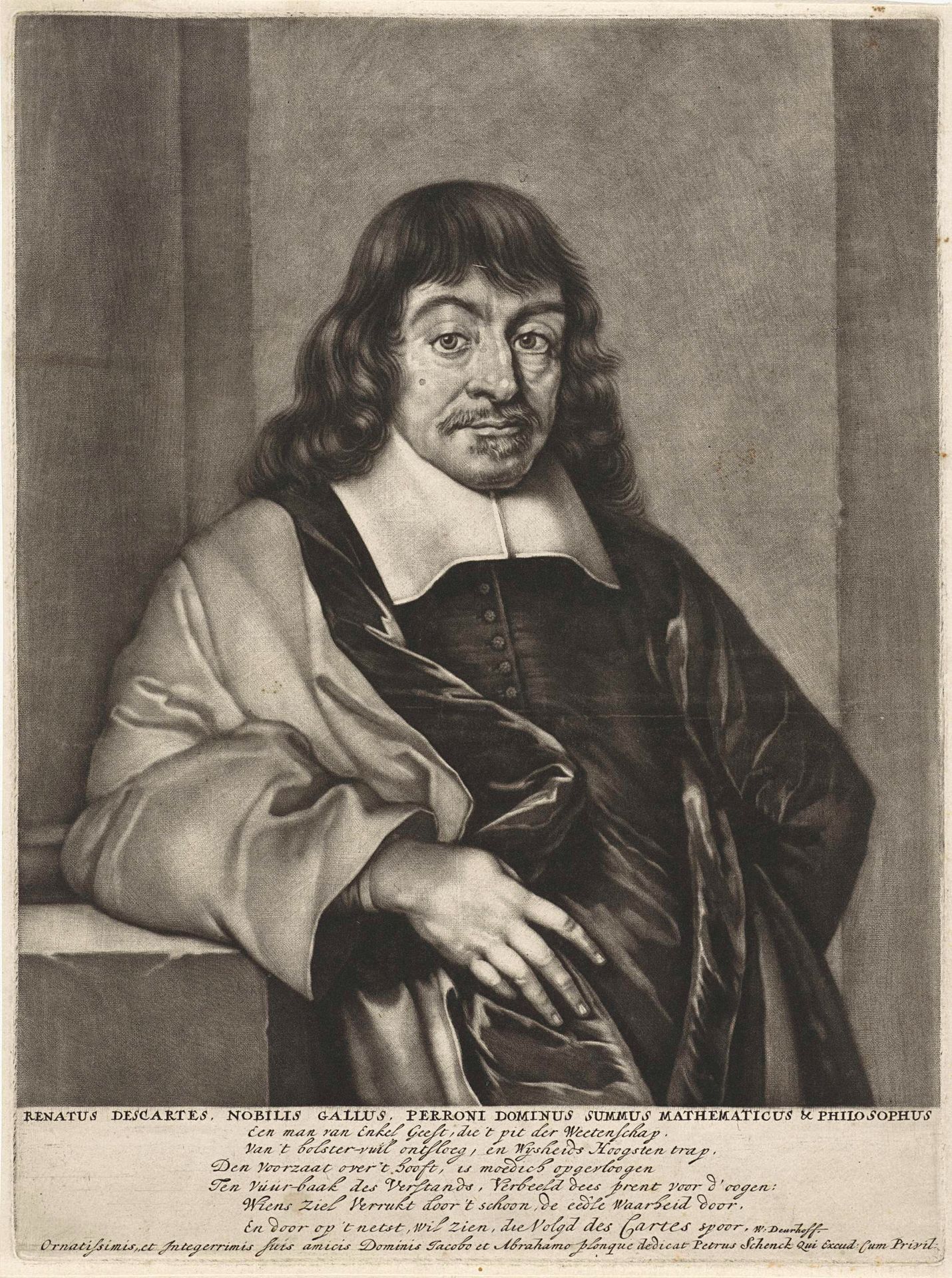 Portret van René Descartes by Pieter Schenk