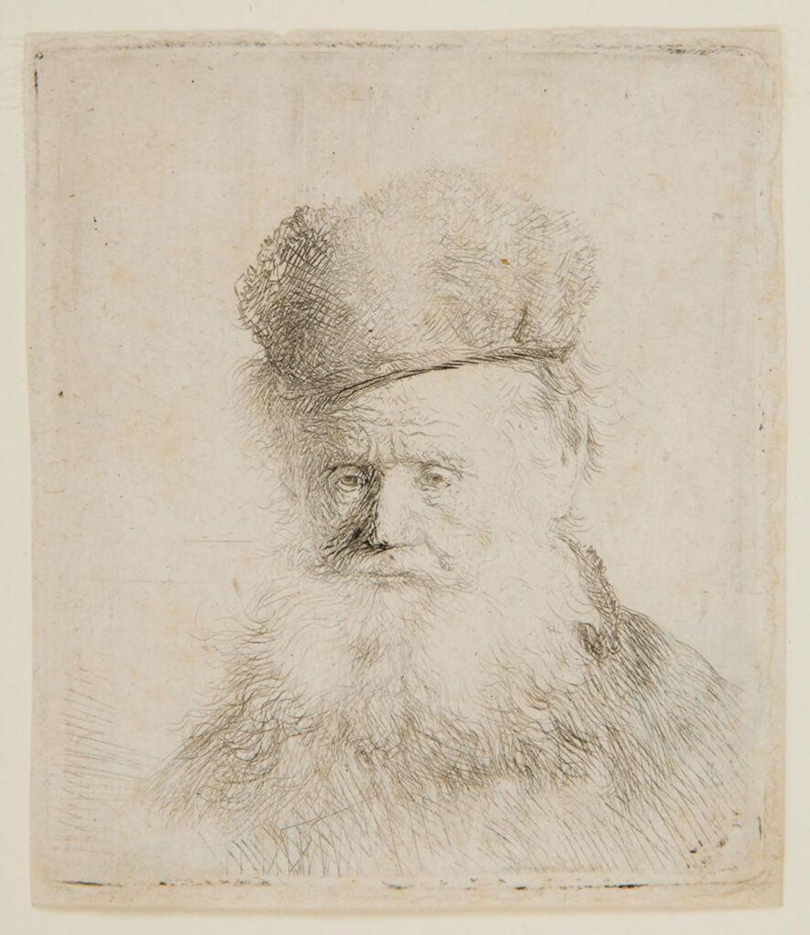 Bust of an Old Man with a Fur Cap and Flowing Beard, nearly Full Face by Rembrandt van Rijn