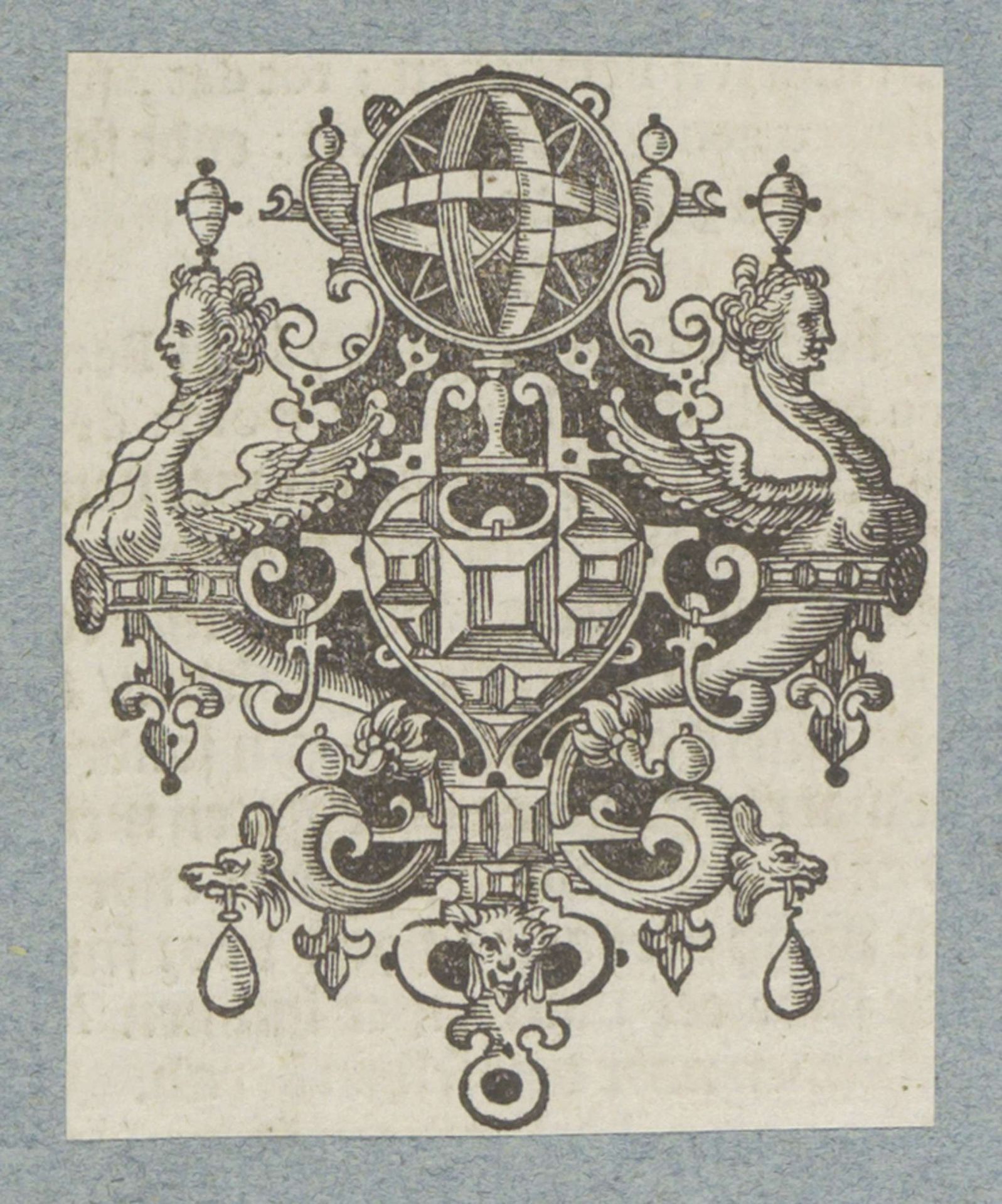 Ornament met edelstenen en hemelglobe by Christoffel van (II) Sichem