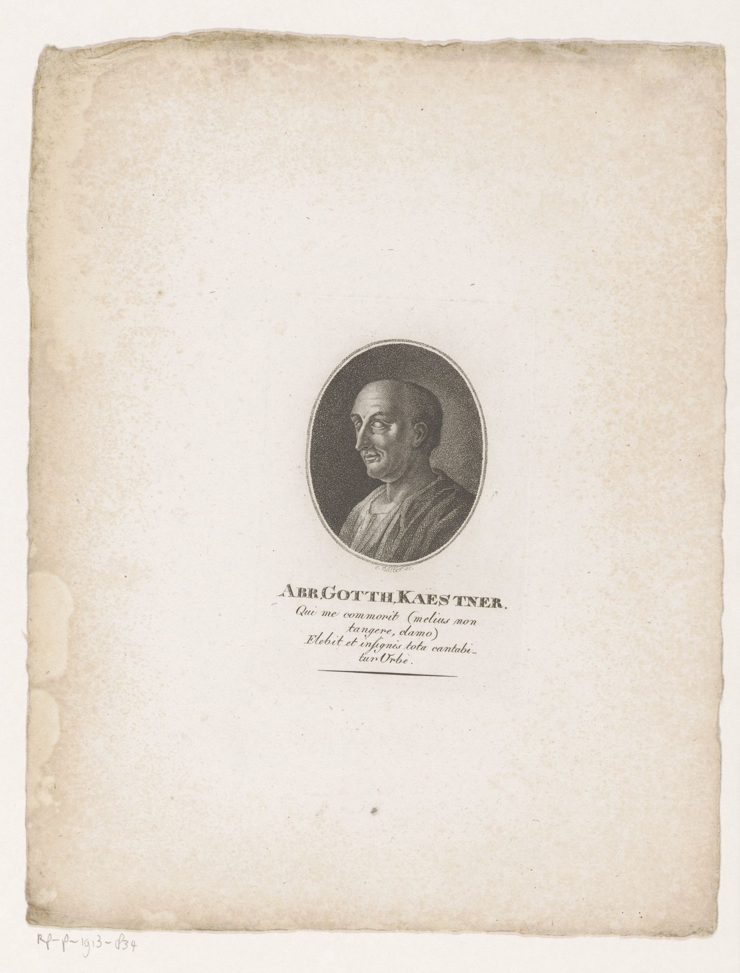 Portret van Abraham Gotthelf Kaestner by Johann Christian Ernst Müller