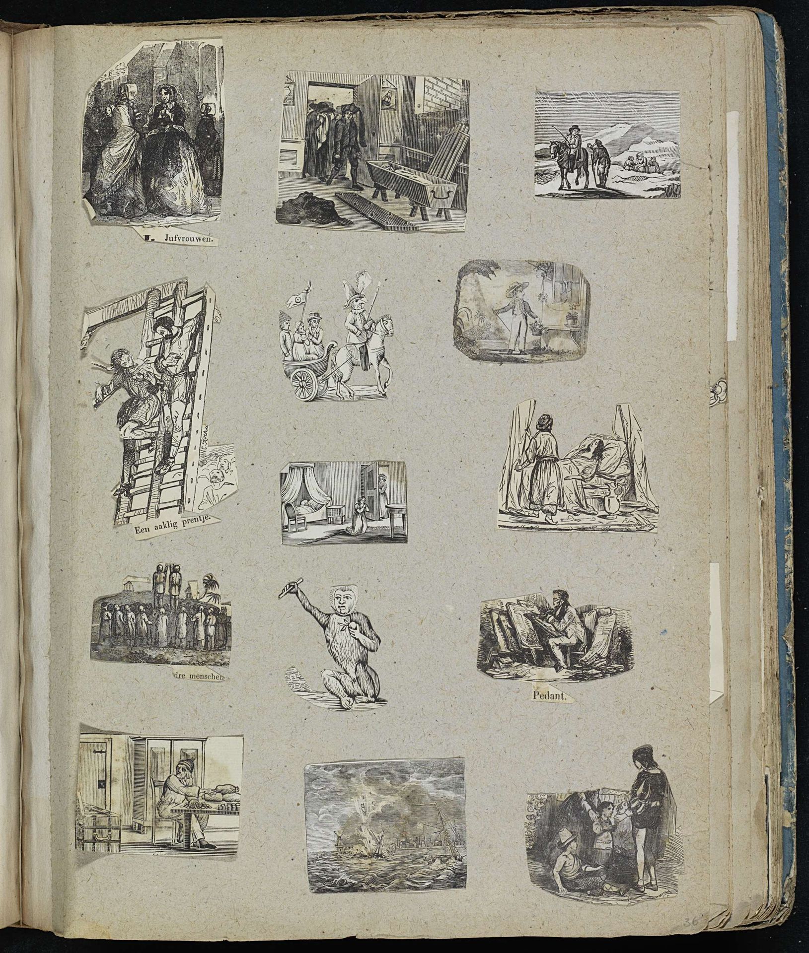 Albumblad met diverse voorstellingen by Alexander Cranendoncq