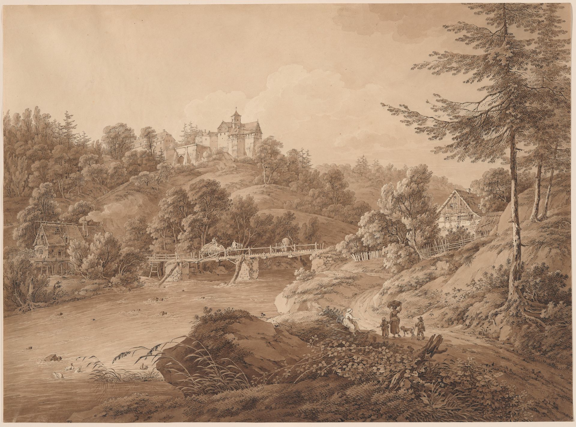 Rauenstein Castle Seen from the River's Edge by Adrian Zingg