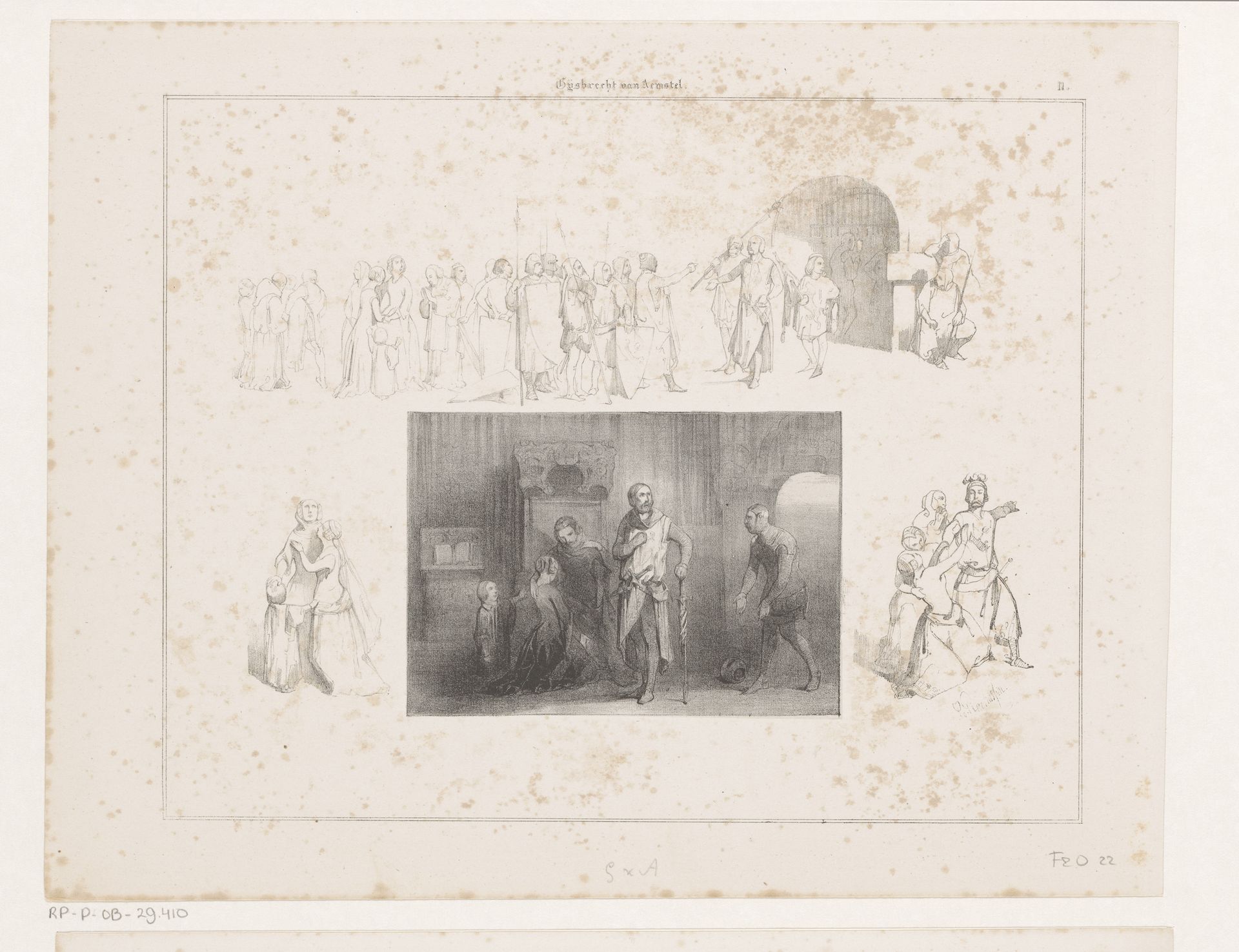 Geharnaste man met twee vrouwen en kind by Charles Rochussen