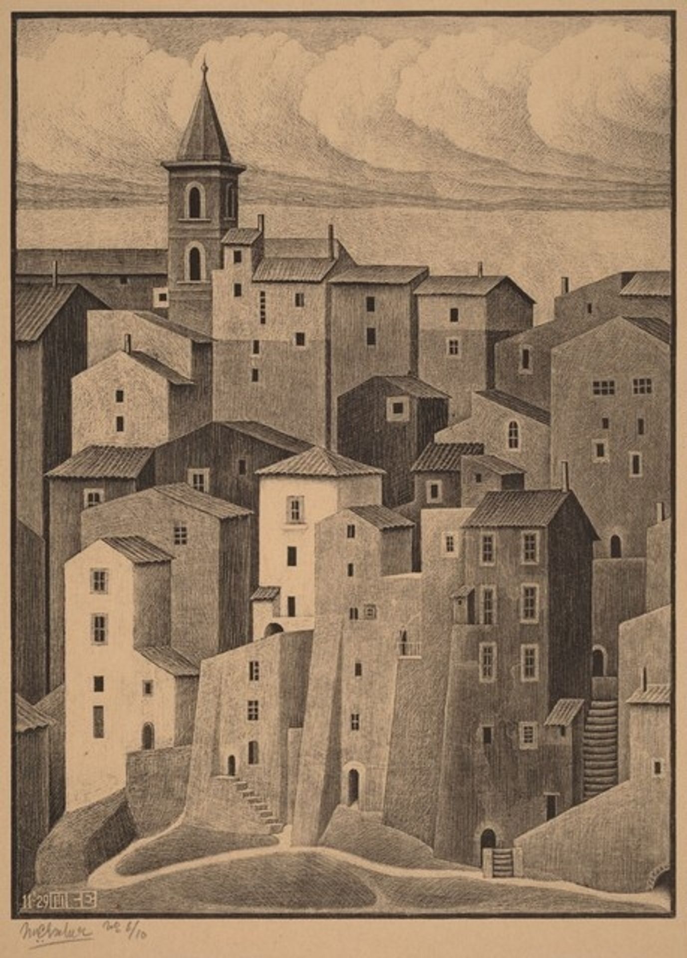 Genazzano, Abruzzi by M.C. Escher