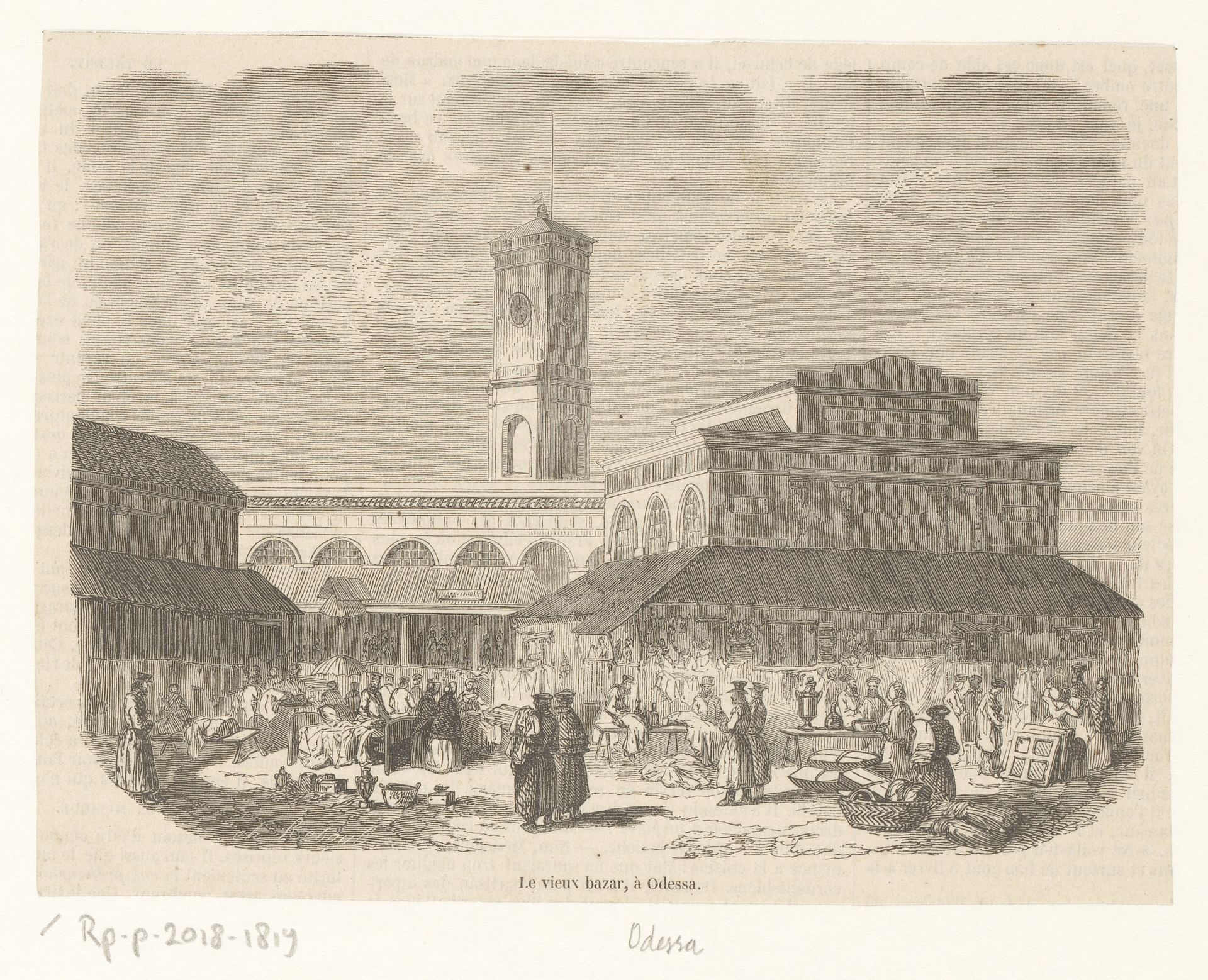 Gezicht op de oude bazaar, te Odessa by Ch. Reboul