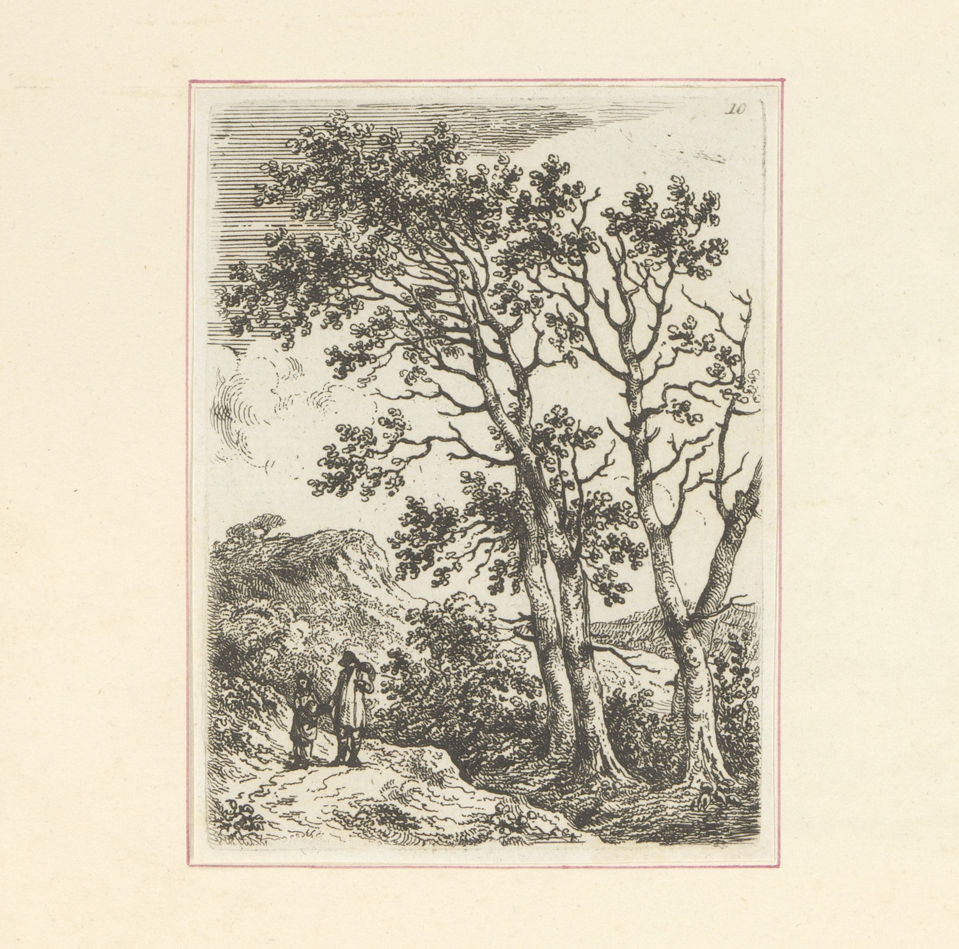 Figuren bij twee grote bomen by Edward Edwards
