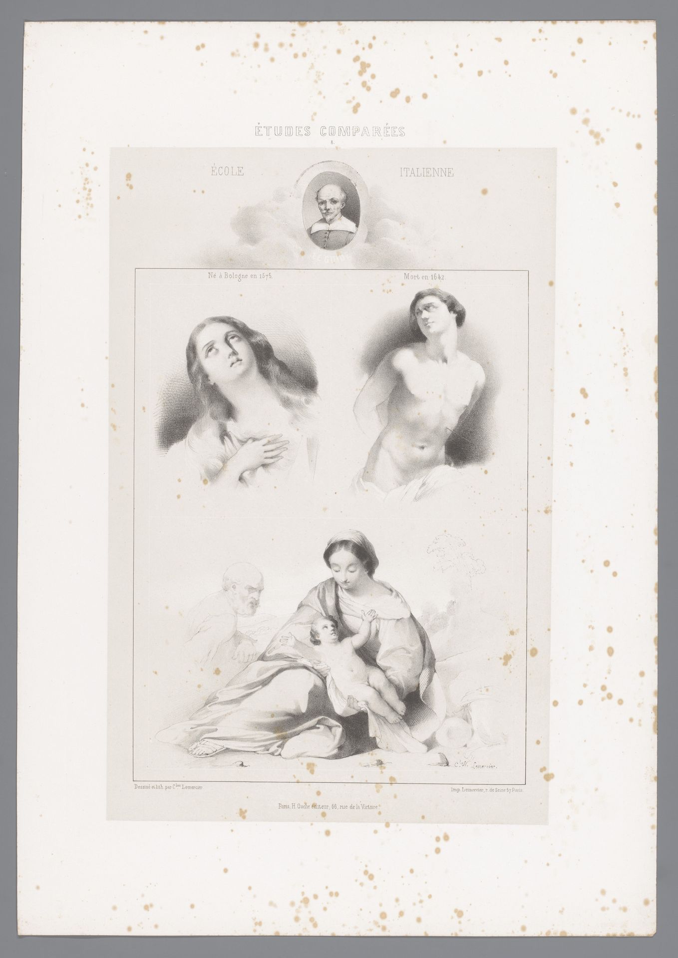 Studies naar schilderkunst van Guido Reni by Charles Nicolas Lemercier