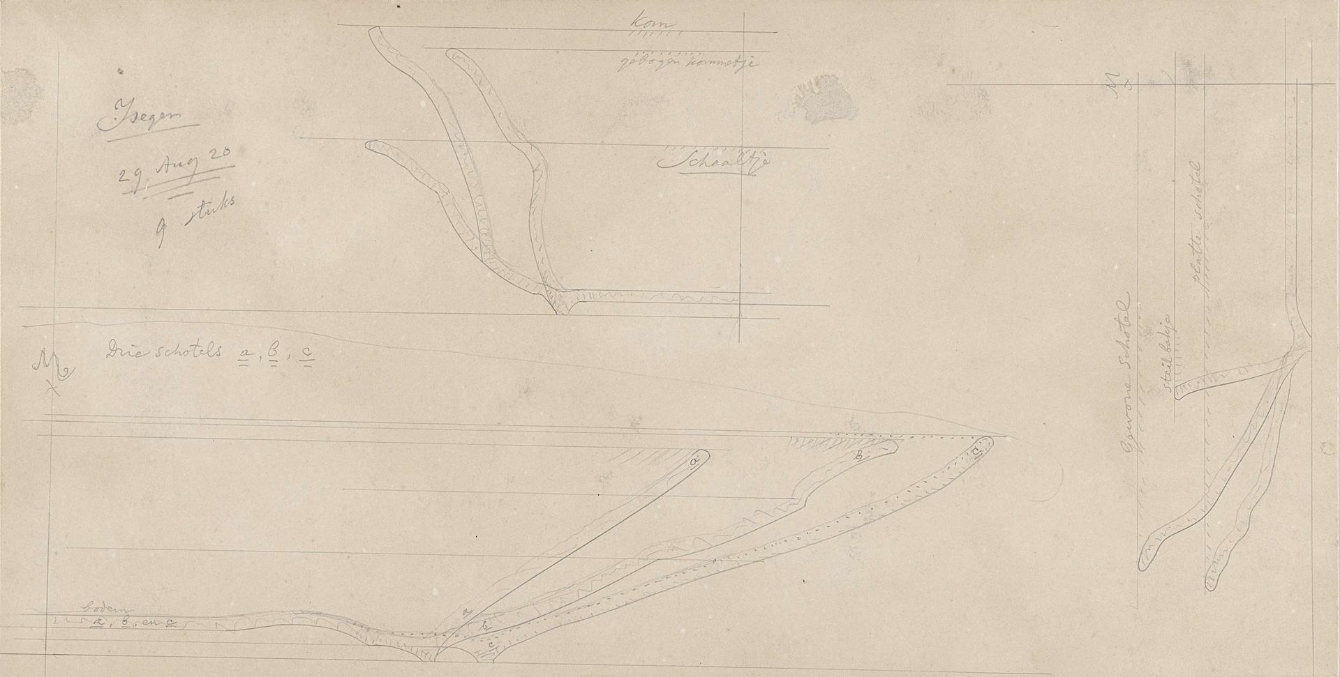 Ontwerpen voor schotels en kannen van aardewerk Iseger by Theo Colenbrander