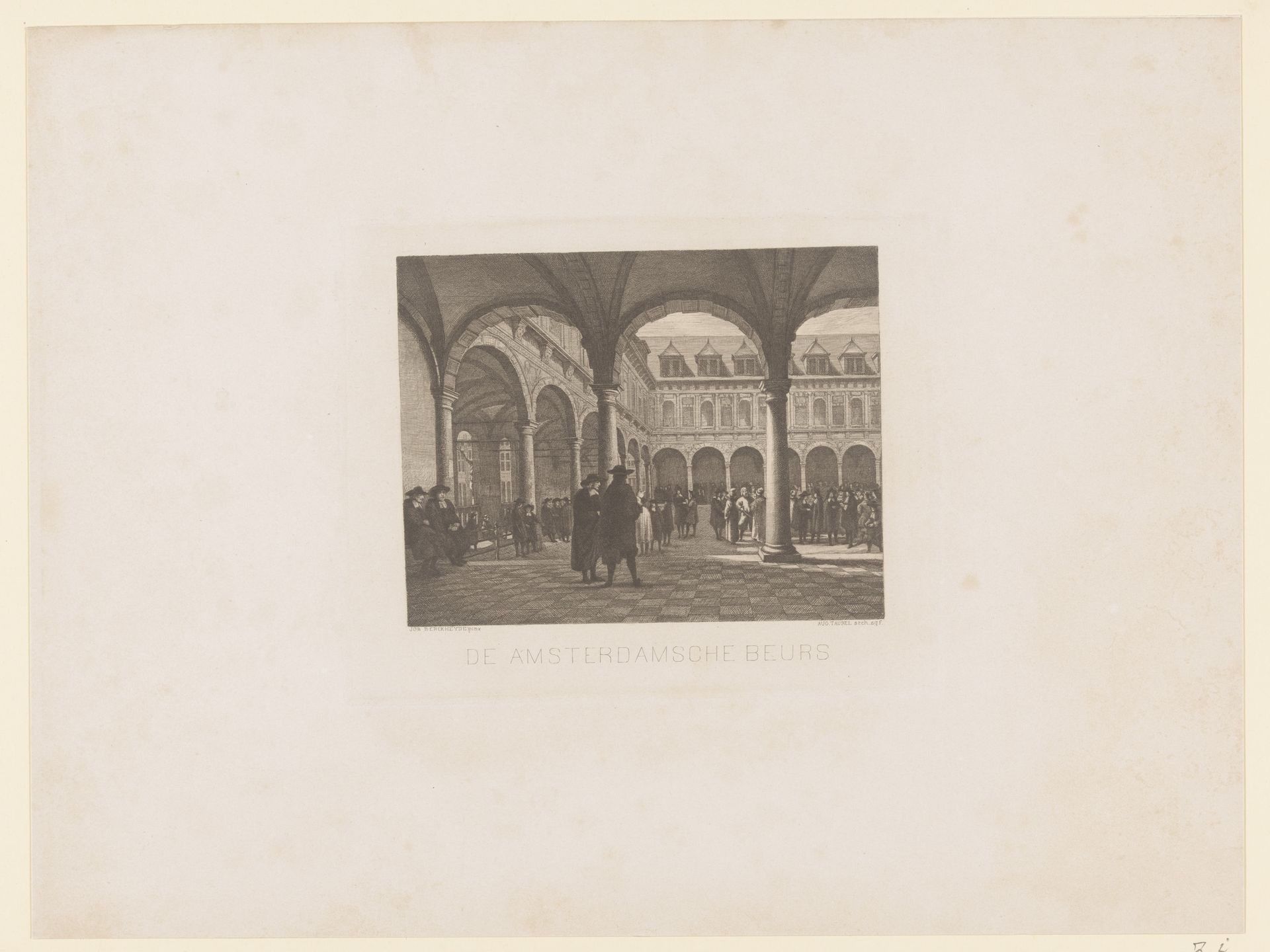 Gezicht op de binnenplaats van de Beurs van Hendrick de Keyser in Amsterdam by Augustin Taurel