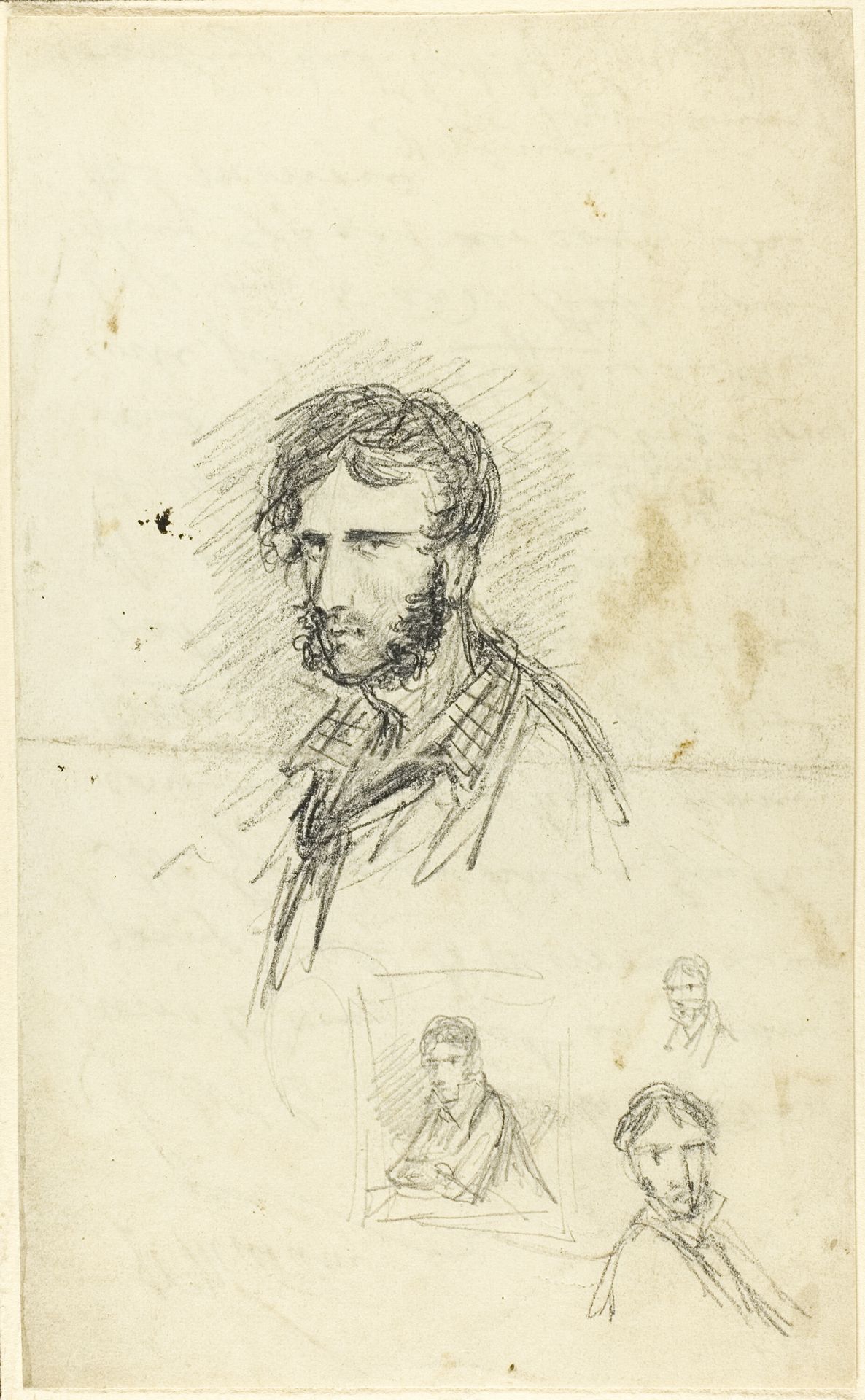 Self-Portrait with Three Sketches by George Cruikshank