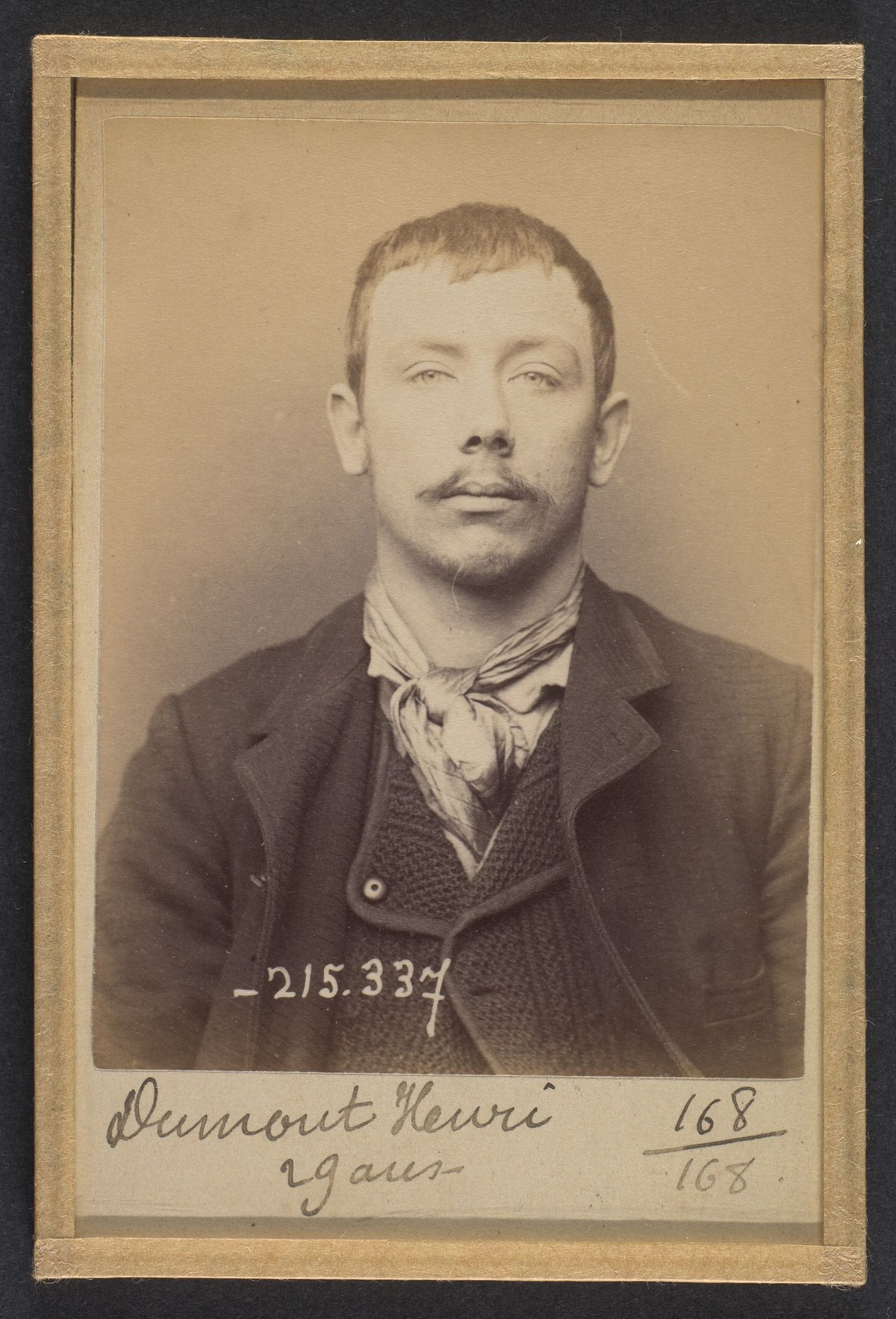Dumont. Henri, Victor. 29 ans, né à Issy (Seine). Mécanicien. Anarchiste. 8/3/94. by Alphonse Bertillon