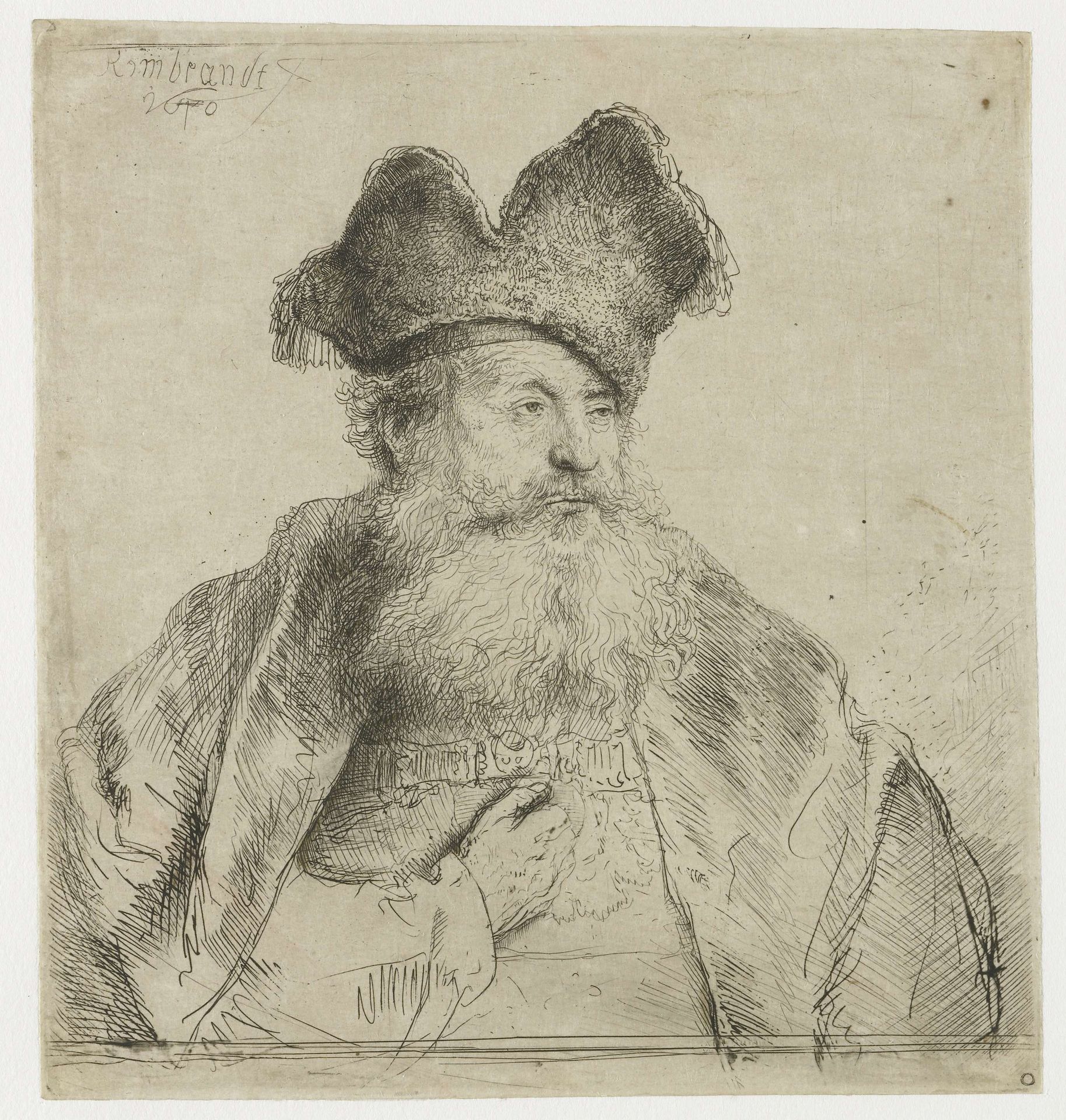 Old man with a divided fur cap by Rembrandt van Rijn