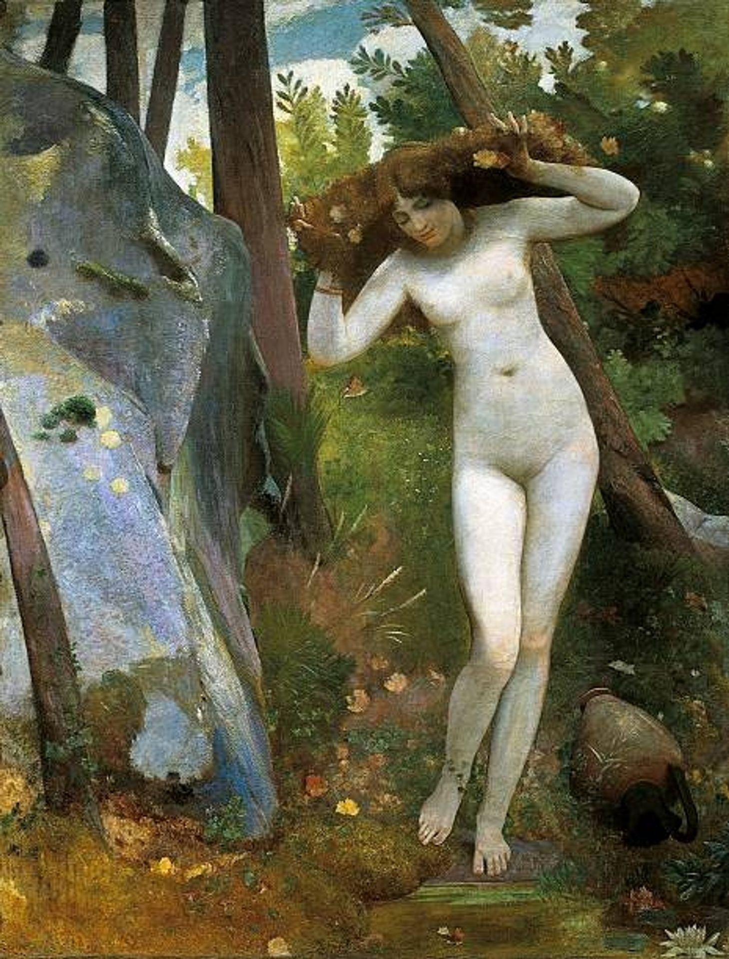 At the source (the nymph in the woods) by Giovanni (Nino) Costa