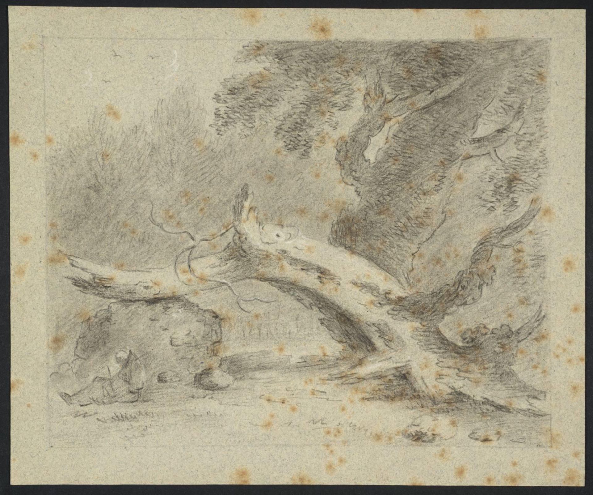 A Fallen Tree Trunk, with a Seated Monk by Richard Wilson