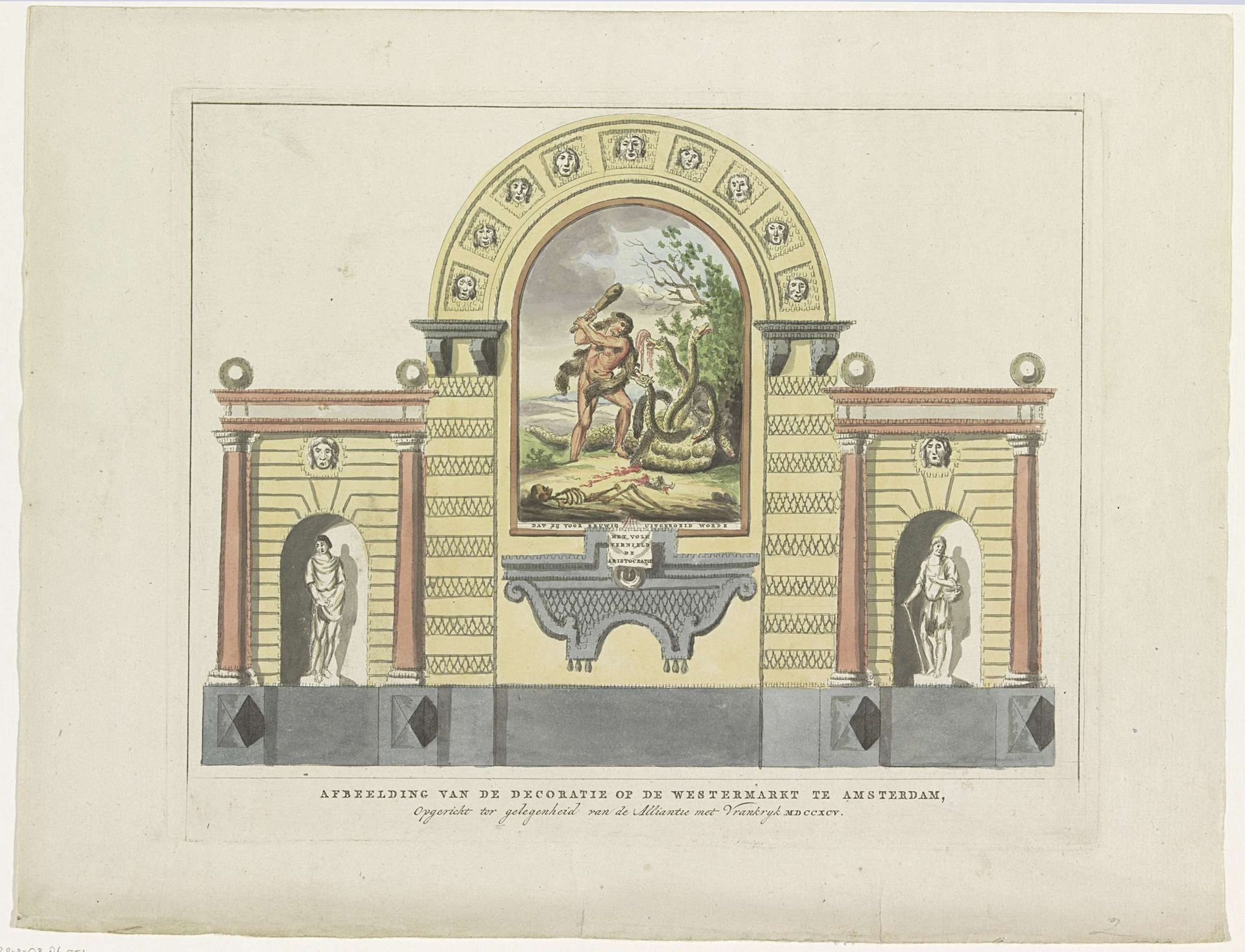 Vernietiging der Aristocratie, decoratie op de Westermarkt, 1795 by Anonymous