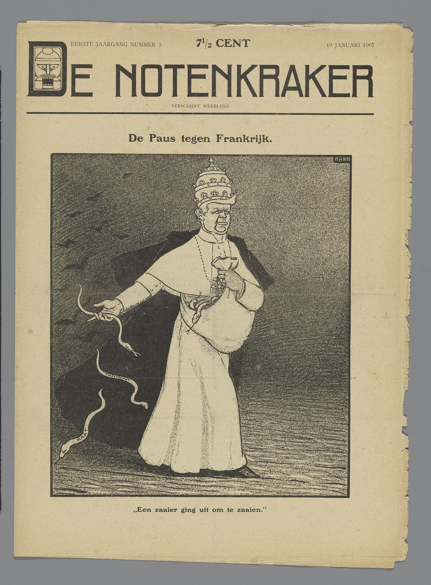 De Notenkraker, 19 januari 1907: De Paus tegen Frankrijk by Albert (I) Hahn