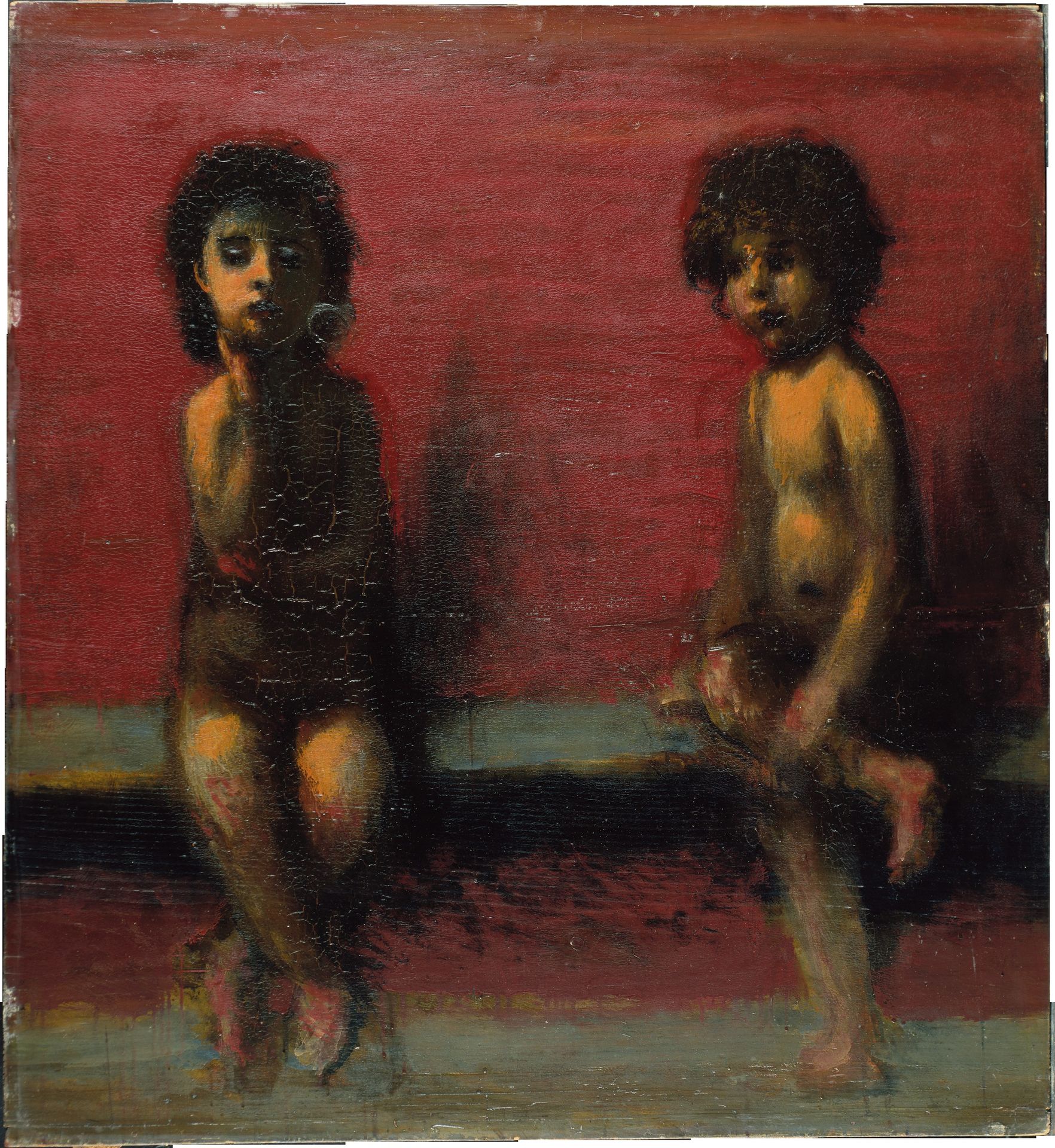 Two Seated Children by Hans von Marées