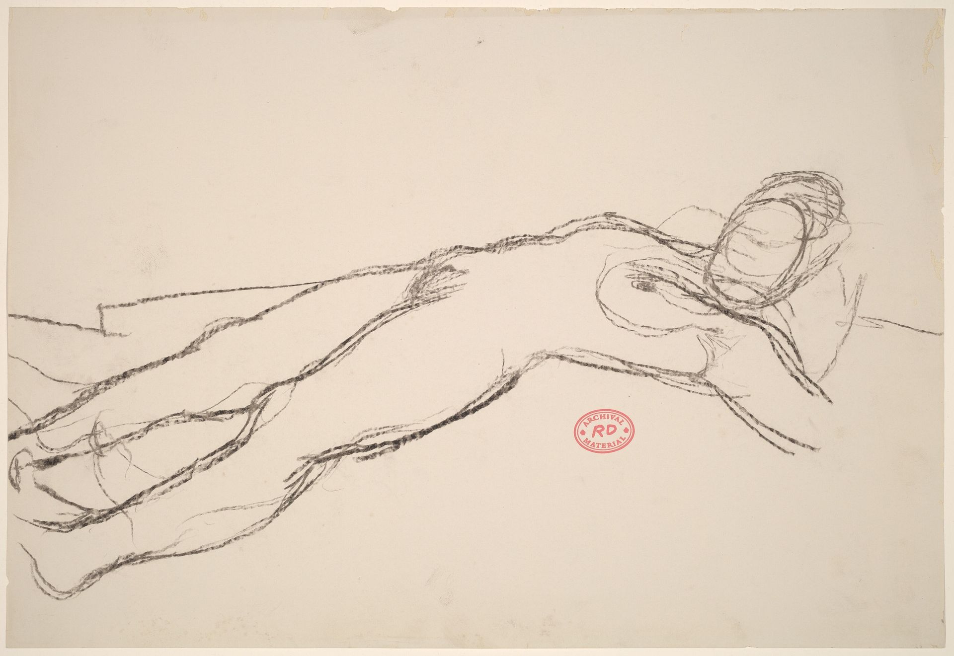 Untitled [reclining female nude with head on pillow] by Richard Diebenkorn