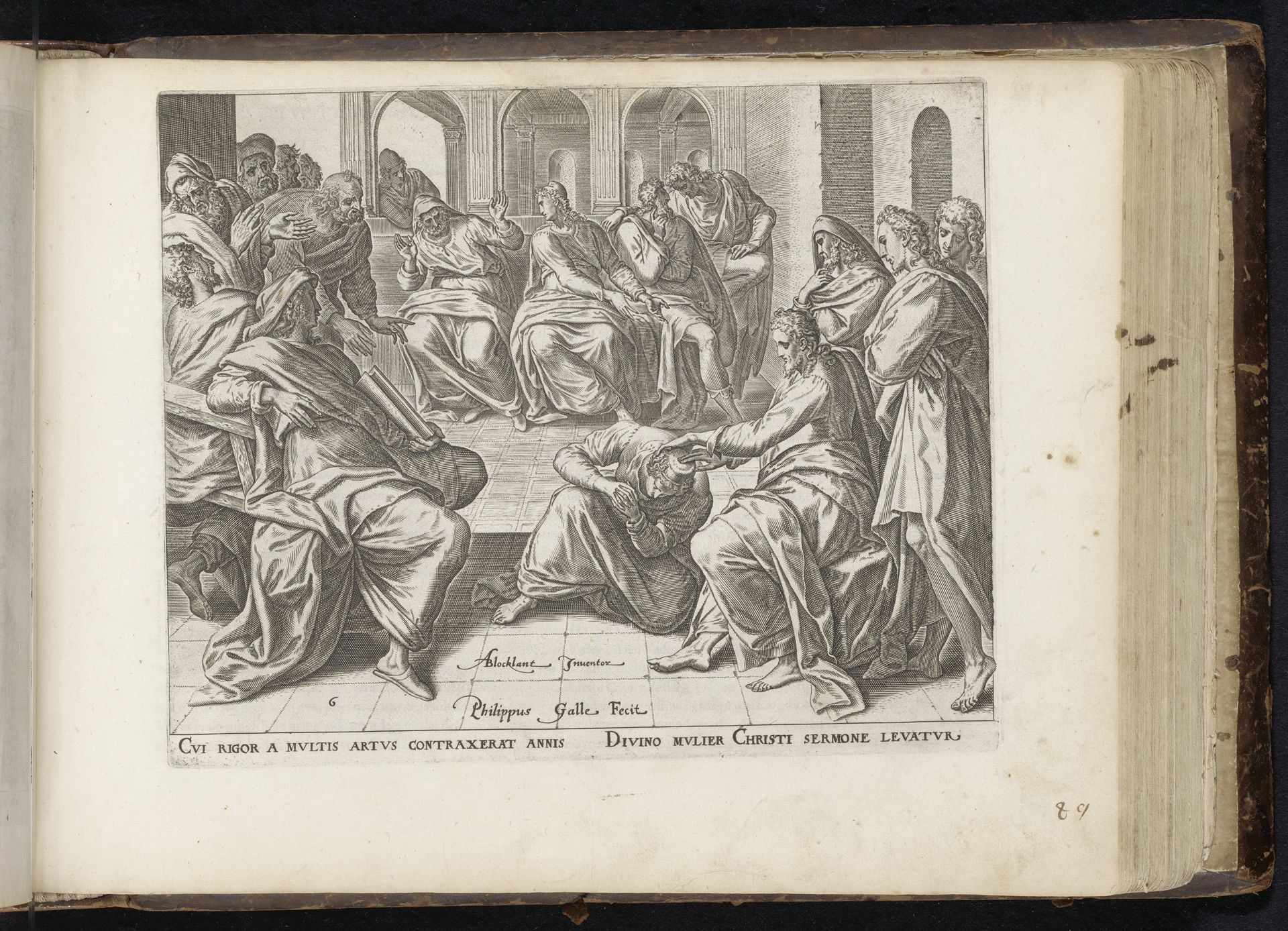 Christus geneest een bezeten vrouw by Philips Galle