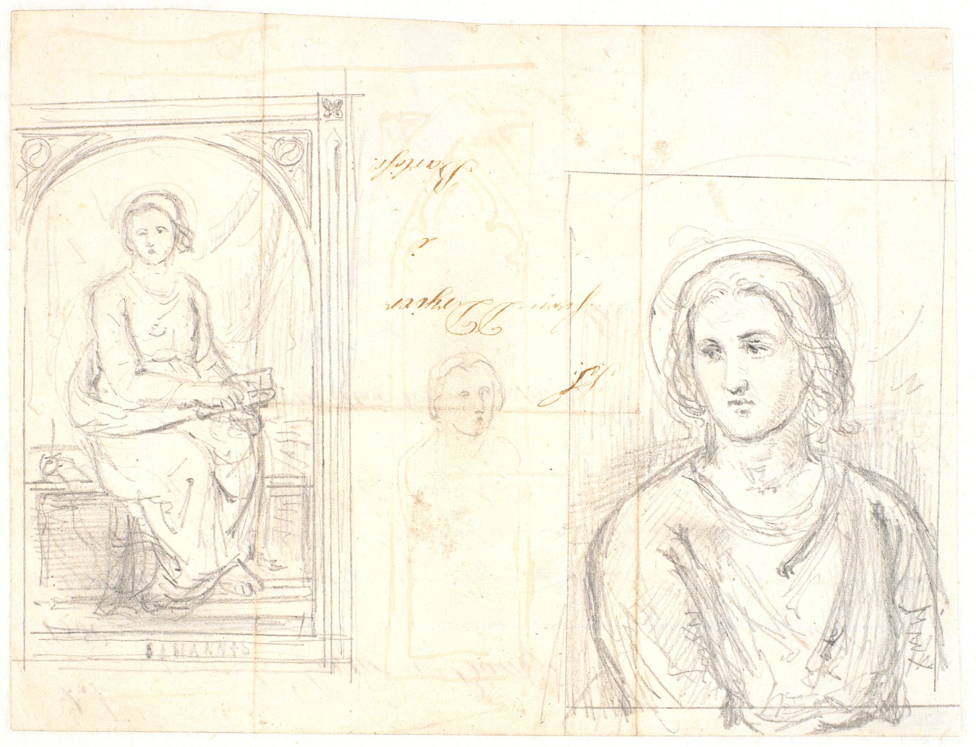 Apostelen Johannes. T.h.: studie af samme figur by Dankvart Dreyer