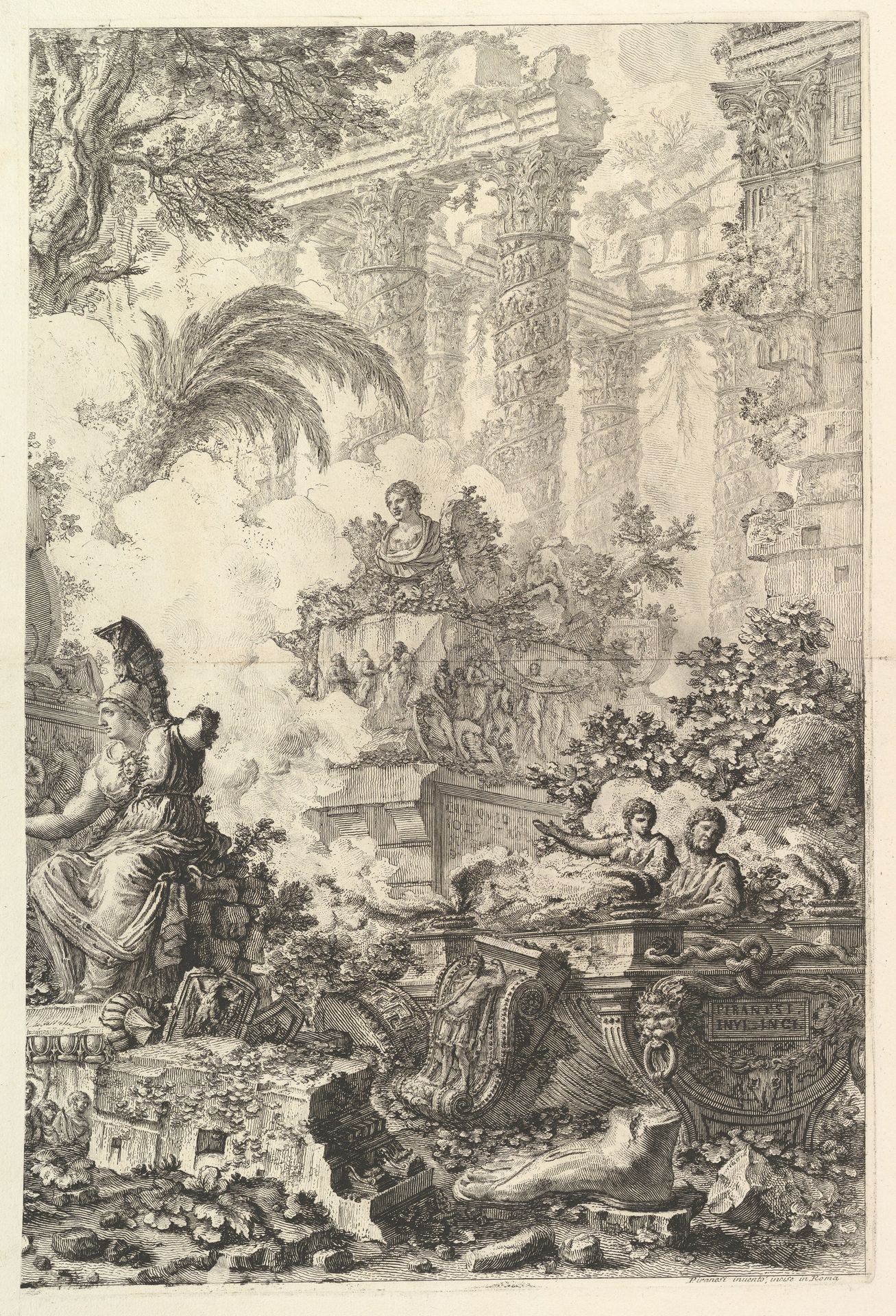 Frontispiece, with Statue of Minerva, from "Vedute di Roma" by Giovanni Battista Piranesi