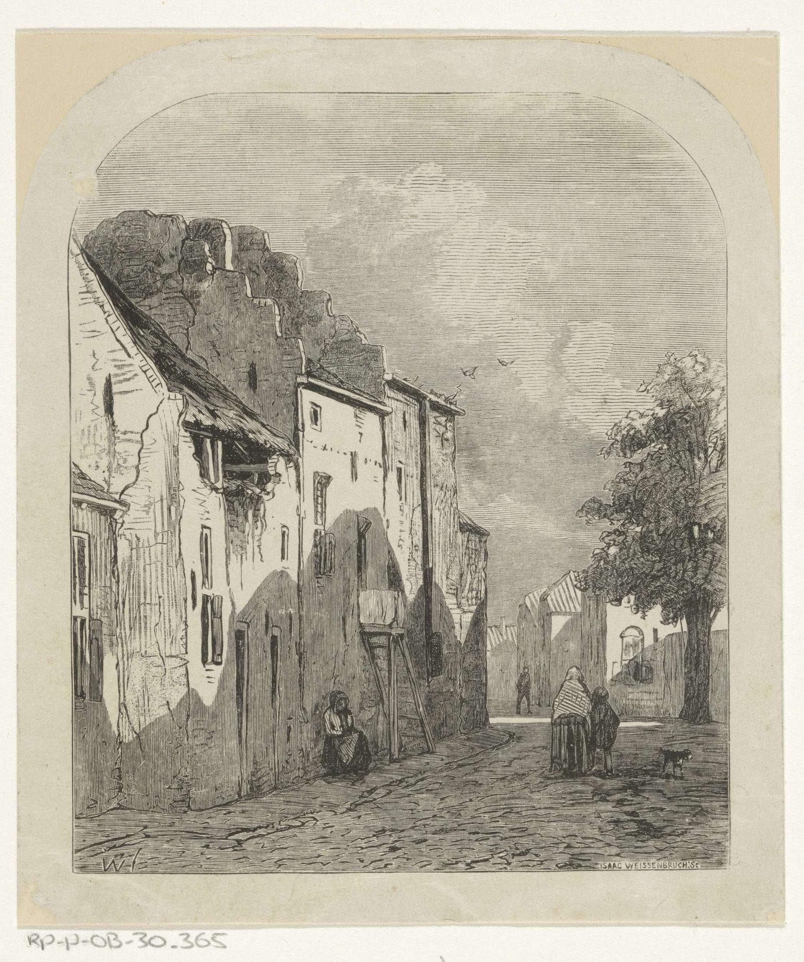 Stadsgezicht met een trapgevelhuis by Isaac Weissenbruch