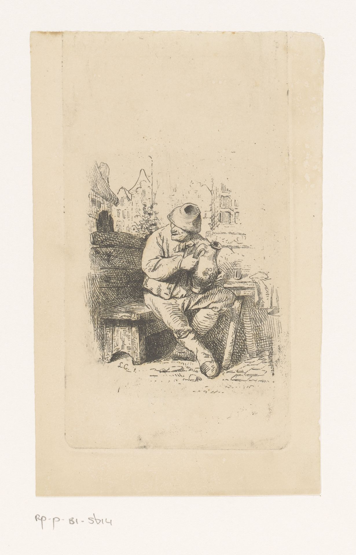 Dorpeling met een waterkan by Louis Antoine Carolus