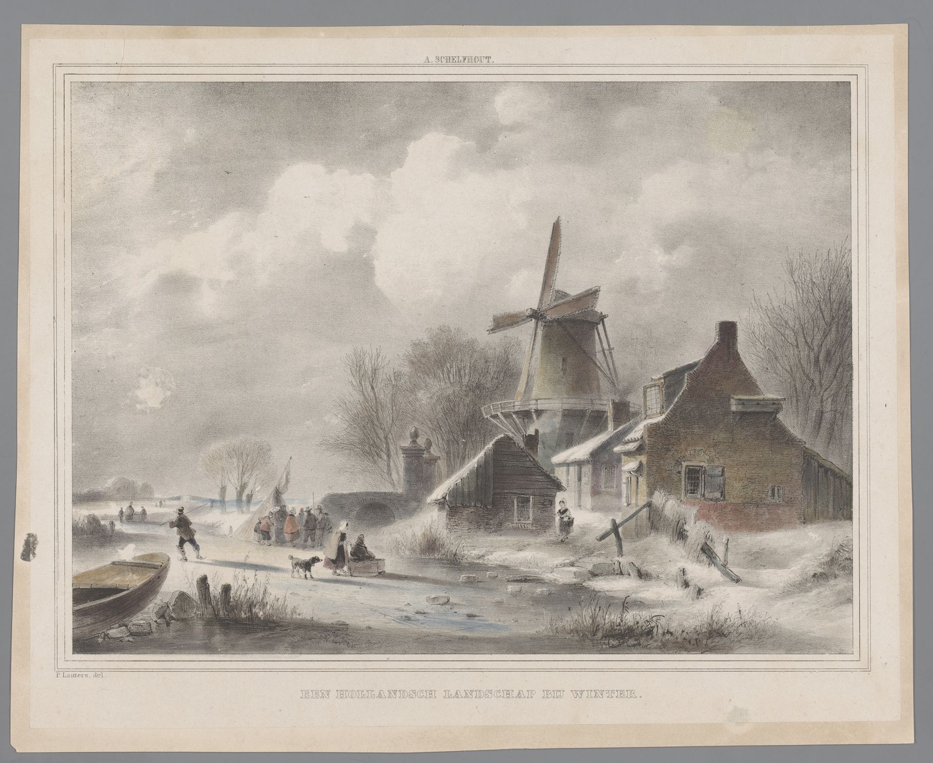 Winterlandschap met molen by Paulus Lauters