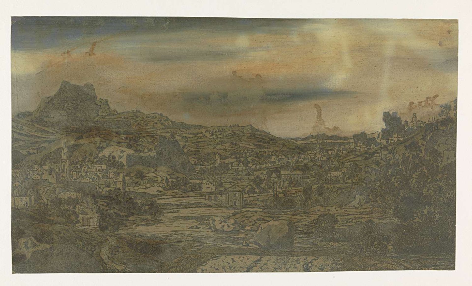 Valley with a River and a Town with Four Towers by Hercules Segers