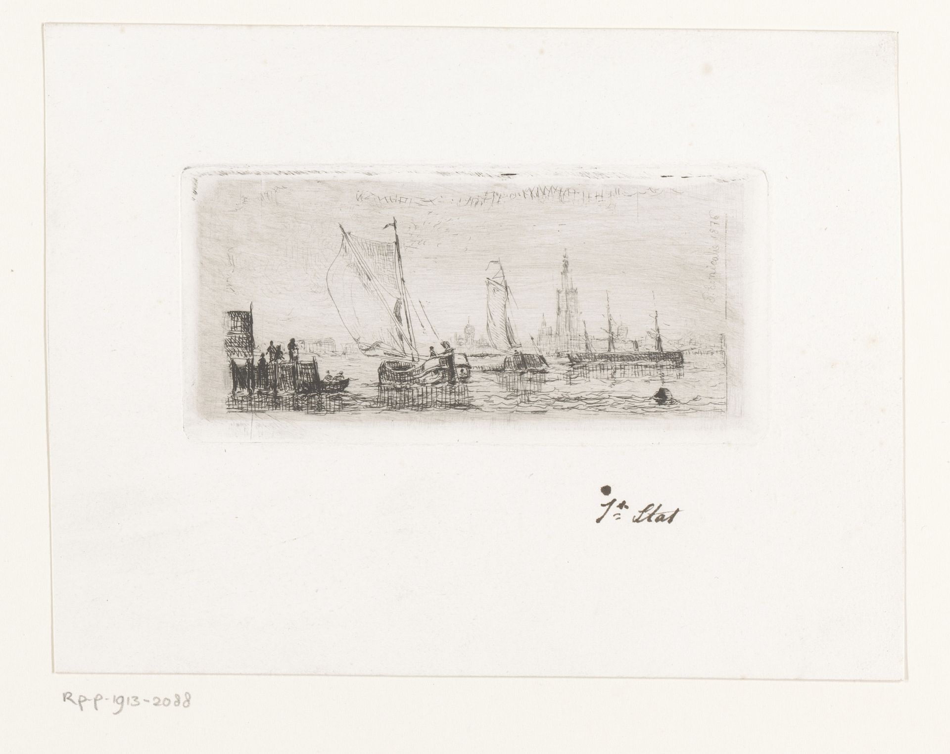 Schepen in het water bij de haven van Antwerpen by Paul Emile Nicolié