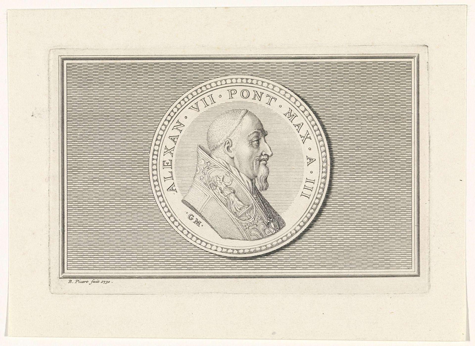 Penning met het portret van paus Alexander VII by Bernard Picart